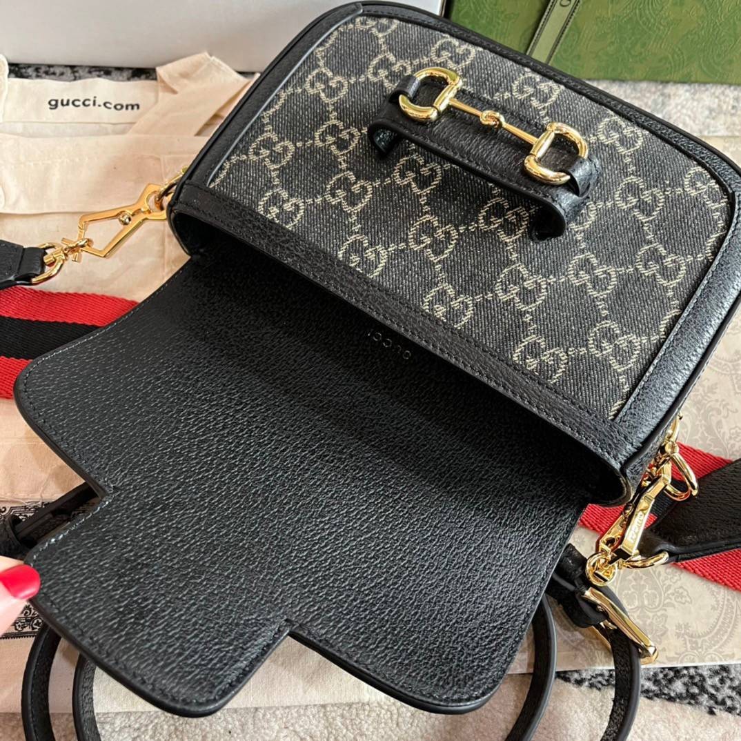 Gucci Horsebit 1955 mini bag GG Denim Jacquard Bag พร้อมส่ง เกรดท็อปออรินอล งานเหมือนสุด หนังแท้ สวยงามตามรูป TOP ORIGINAL 1:1 เกรดเทียบแท้ ใช้สลับแท้ได้ ใช้งานต่างประเทศได้