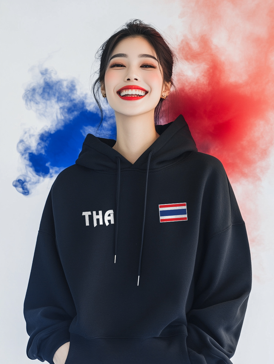 77designสกรีนเสื้อ Hoodie เสื้อฮูดดำ THAILAND