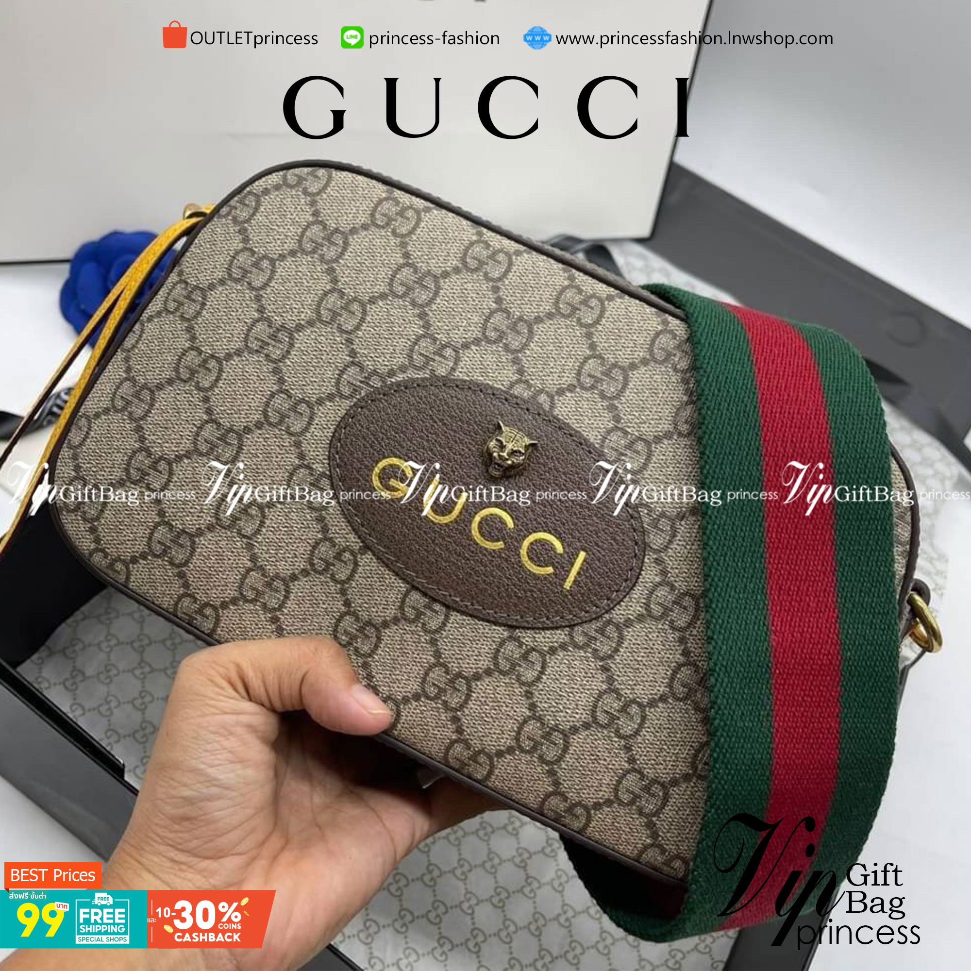 VIP 】หนังแท้ GUCCI Neo Vintage GG Supreme messenger bag พร้อมส่งที่ไทย งานมาพร้อมกล่องครบเซ็ทสวยมากค่ะ