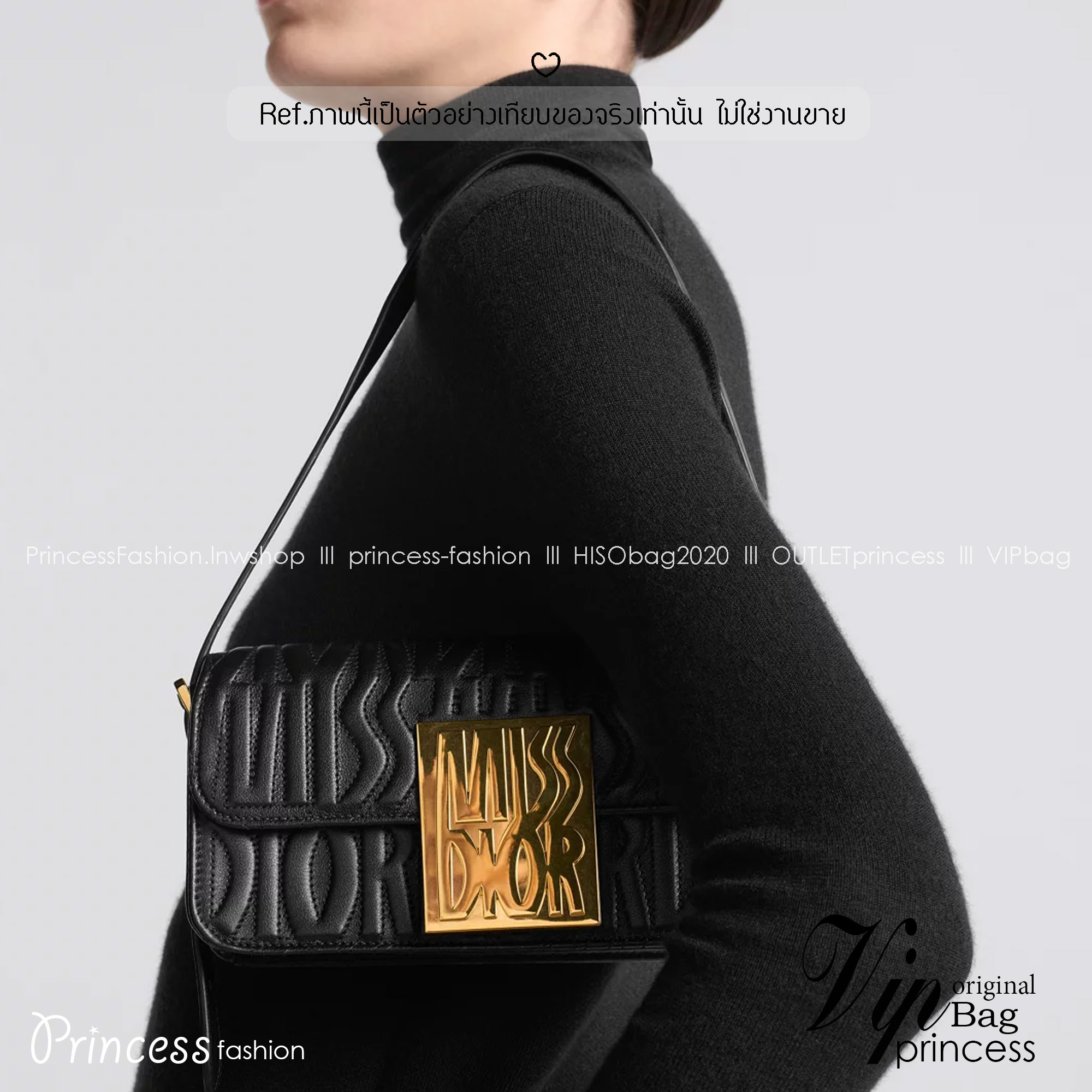 8.5" DIOR Miss Dior Flap Bag / Dior Clutch Bag / Pale Quilted Miss Dior Allover Leather กระเป๋าสะพายไหล่รุ่นใหม่ล่าสุด สง่างามทันสมัย เกรดออริ 1:1