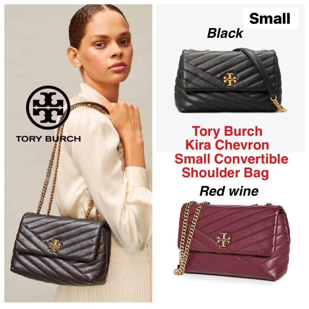 Tory Burch Kira Chevron Small Convertible Shoulder Bag เป็นกระเป๋าที่ใช้ในการออกงานสำคัญหรือวันที่มีปาร์ตี้สังสรรค์ คุณควรเลือกใช้กระเป๋าที่มีดีไซน์สะดุดตา