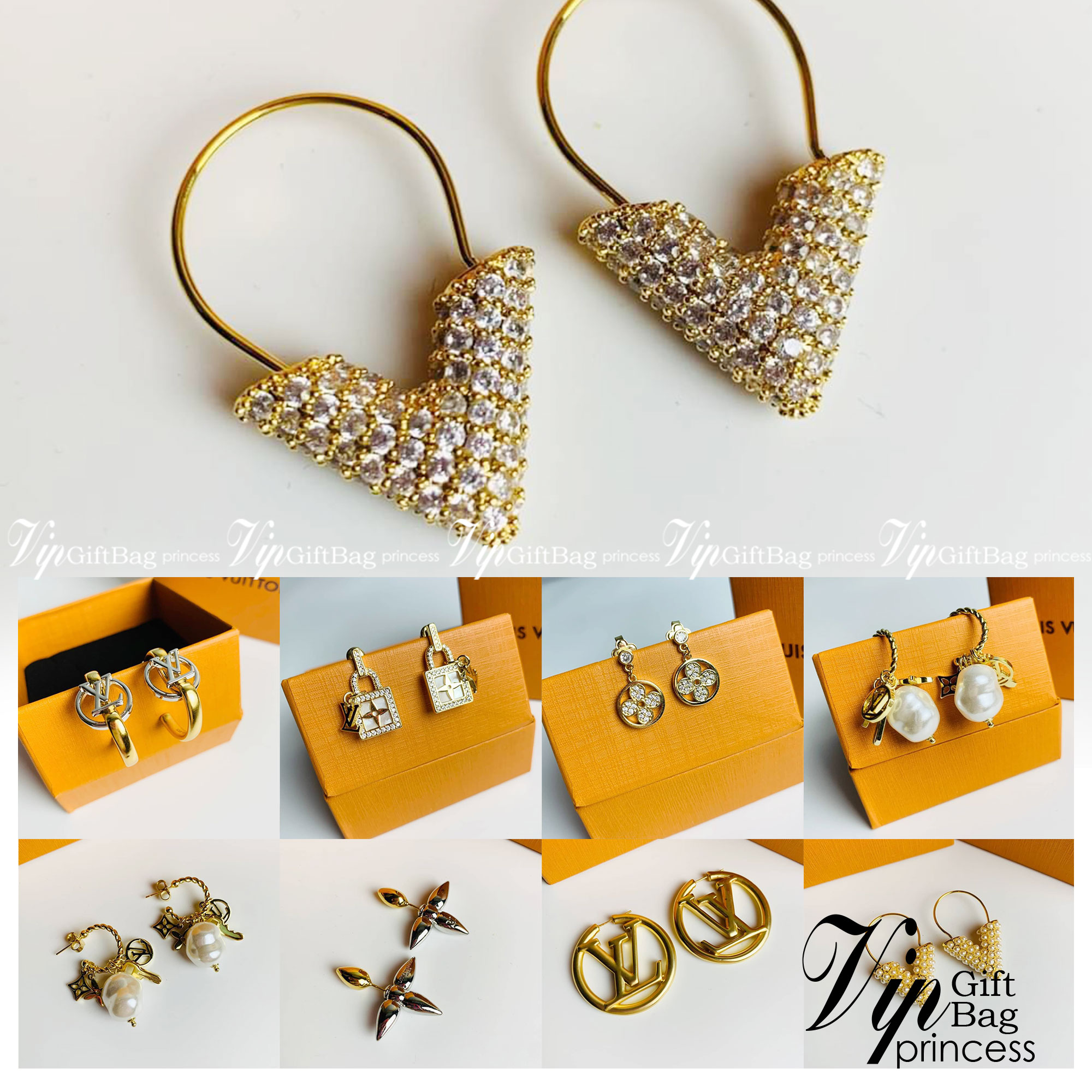 LV earring / Louis Vuitton earring ต่างหูหลุยส์ เกรดออริจินอล งานเคลือบโลหะทอง ไม่ลอกไม่ดำ เงาสวยคล้ายของจริงมากที่สุด สวยหรูหรา ผู้ดี ไฮโซสุดๆ งานเล่นไฟสวยมากค่ะ คอนเฟิม !!!!! เกรดสั่งทำแบบละเอียดที่สุด เก็บรายละเอียดครบ ปั้มโลโก้ สวยมากค่ะ