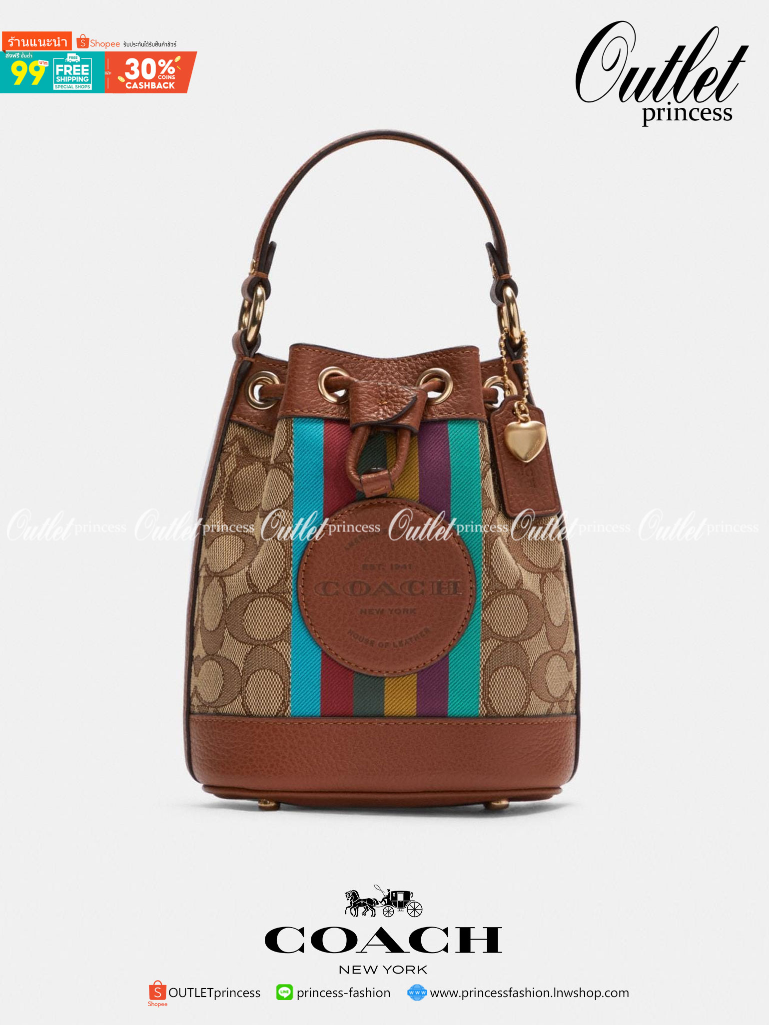 น้องใหม่ล่าสุด สวยเกินต้านเลยค่าา! COACH DEMPSEY DRAWSTRING BUCKET 15 IN SIGNATURE JACQUARD WITH STRIPE 2021 พร้อมส่งที่ไทย ออกใหม่ล่าสุด ห้ามพลาดค่า! กระเป๋าทรงขนมจีบ วัสดุJacquard+หนังแท้ ตัเแทบสีตรงกลาง เพิ่มสีสันเข้ามาได้ลงตัวสวยงามมากๆค่ะ