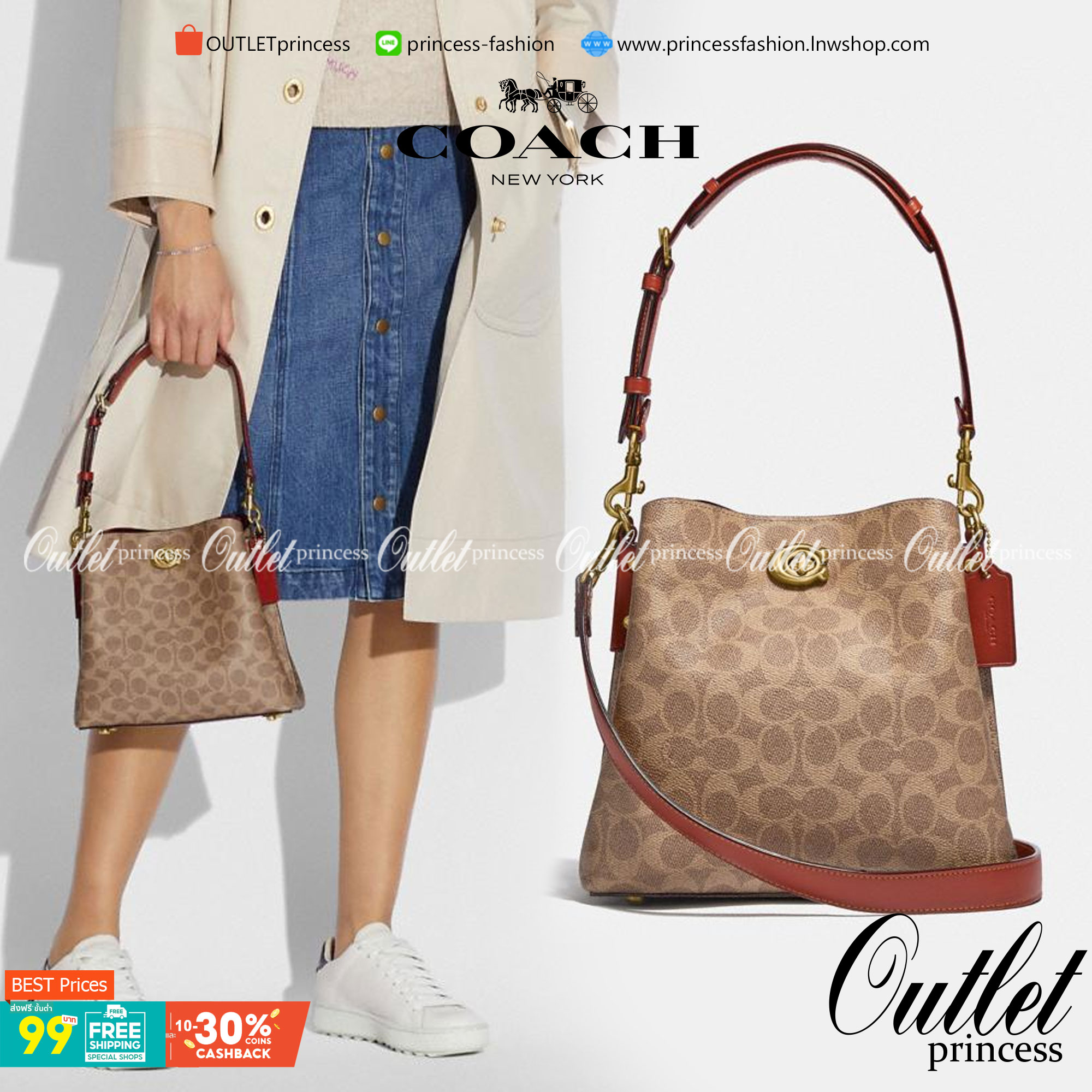 Coach Willow Bucket Bag In Colorblock รุ่นใหม่สุดปัง เป็นกระเป๋าสไตล์ใช้ได้ทุกวัน จุของได้เยอะและน้ำหนักเบา ไซส์กลางใช้หนังลายกรวด มีช่องใส่ของ 2 ช่องและมี 1 ช่องซิปตรงกลางไว้สำหรับใส่ของสำคัญ เปิดปิดแบบ turnlock ถือคล้องแขนหรือสะพายไหล่หรือสะพายข