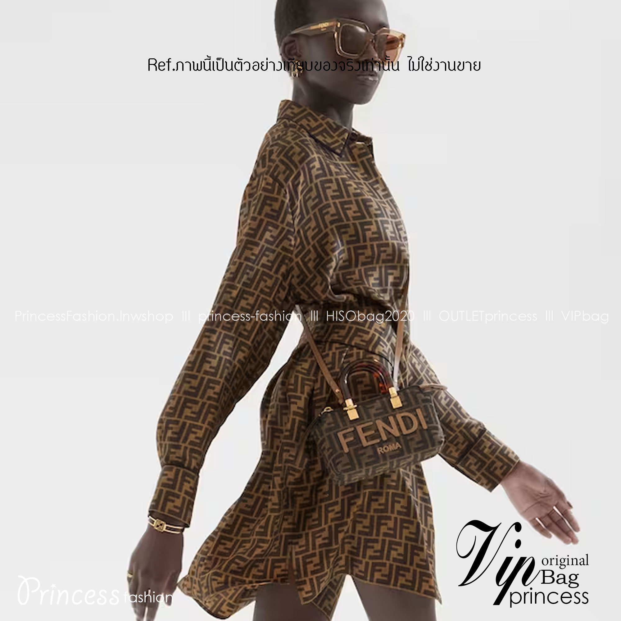 FENDI By The Way Mini Small brown FF fabric Boston bag / FENDI Bag พร้อมส่ง กระเป๋าสะพายใบเล็ก ผลิตจากผ้าแจ็คการ์ดลาย FF เป็นเอกลักษณ์ **สินค้าเกรดออริจินอล 1:1 สลับแท้