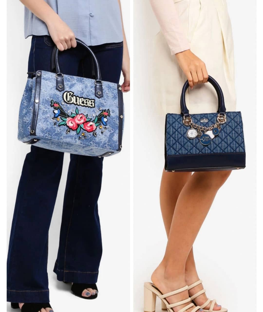 New arrival !! GUESS VICTORIA SATCHEL BAG 2018 หรูส่งท้ายปี รุ่นหายาก กระเป๋าถือหรือสะพายข้างได้ วัสดุเดินด้ายลายนวม นิ่ม น้ำหนักเบา ด้านหน้าห้อยอะไหล่แบรนด์เพิ่มความหรู ปากกระเป๋ามีกระดุมแม่เหล็ก แบ่ง 3 ช่อง สามารถใส่กระเป๋าสตางค์ใบยาวได้ มีช่องซิปคั่นกล