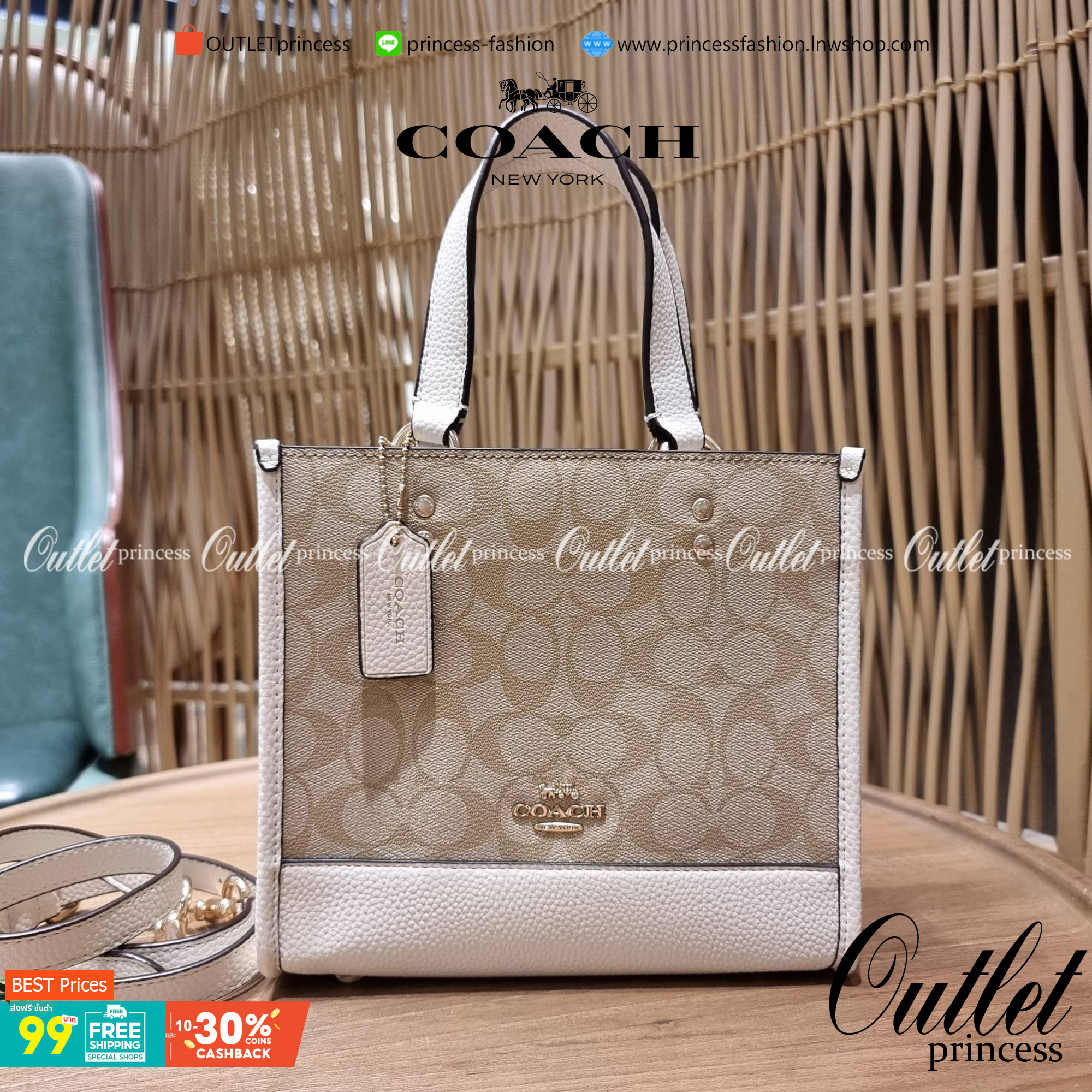 OUTLET 】COACH C5122 DEMPSEY TOTE 22 IN SIGNATURE CANVAS แรงดี กระหน่ำยอดสั่งซื้อมากจ้าแม่!! กระเป๋าทรงโท้ท 22 ที่ขนาดน่ารักน่าใช้มากๆ สาวๆถูกอกถูกใจกันนับไม่ถ้วน!! ฟังก์ชั่นการใช้งานสะดวกที่สุด มีทั้งสายคล้องในตัว และสายครอสบอดี้ ดีไซน์คลาสสิคเรียบหรู วัส