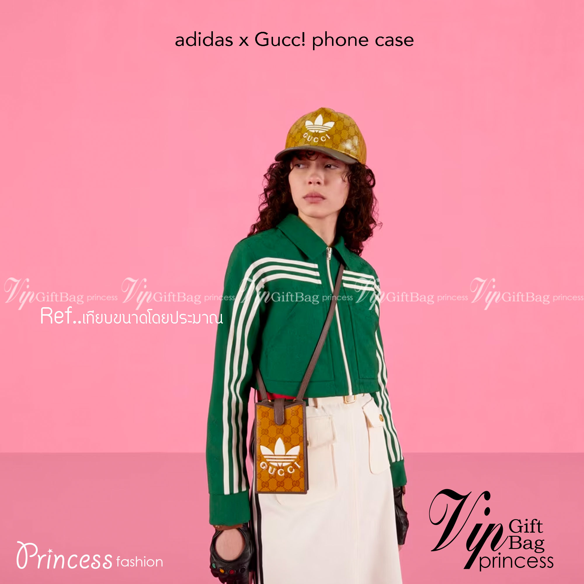 adidas x Gucci phone case ไม่มีได้ยังไง หนุ่มๆสาวๆต้องมีติดตัวค่ะ กระเป๋าใส่มือถือ มีโลโก้แบรนด์แบบนูนอันเป็นสัญลักษณ์ของคอลเลคชั่นนี้เลยค่ะ