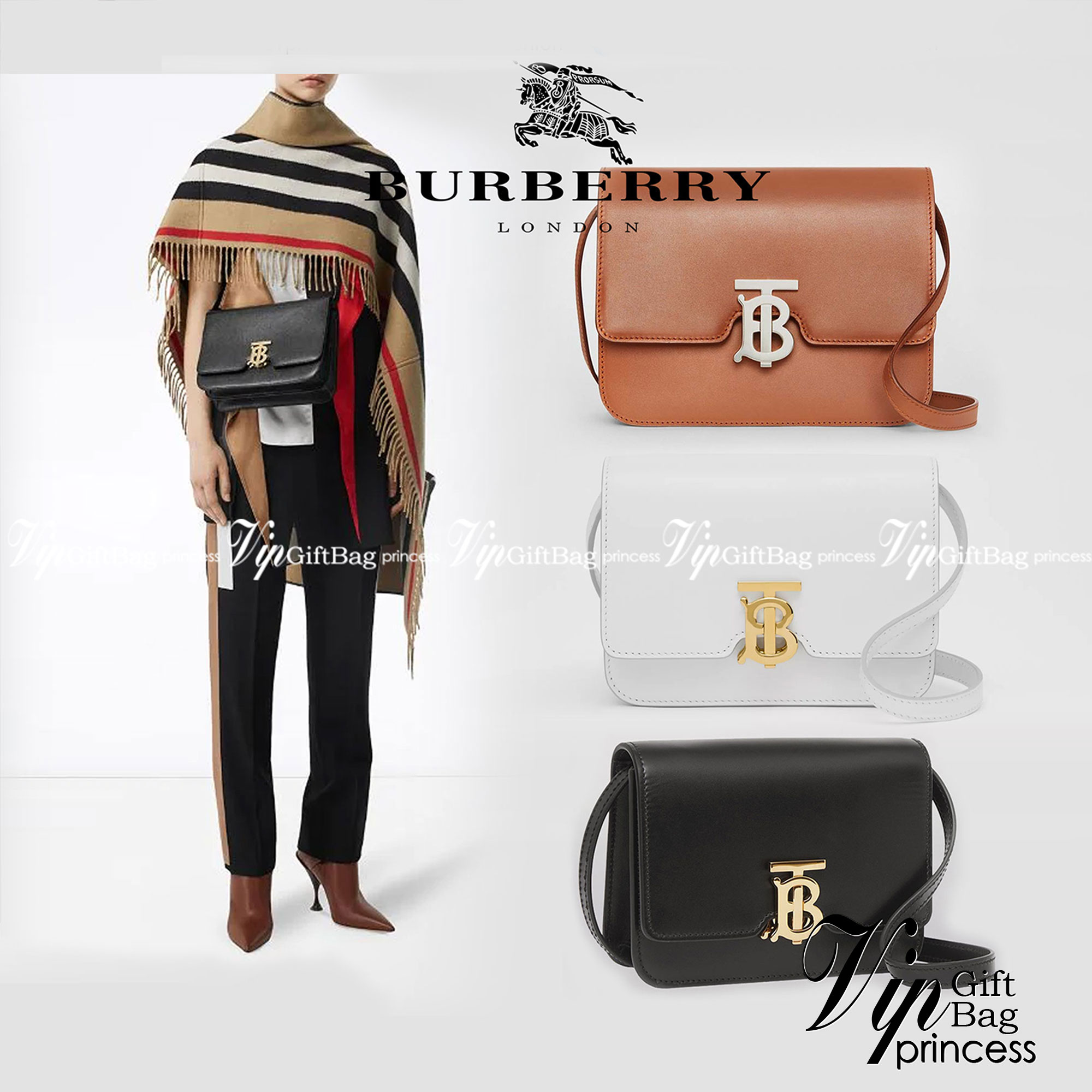 BURBERRY Leather Medium TB Bag / BURBERRY FRAGRANCES CROSSBODY BAG กระเป๋าสะพายหนังเรียบสวยอยู่ทรงดีไซน์ยอดนิยมประดับโลโก้แบรนด์ทองด้านหน้า เปิดปิดด้วยฝาปิดสัญลักษณ์ตัวB ภายในมีช่องแบ่งเป็นสัดส่วนมีช่องซิปหัวซิปแบรนด์