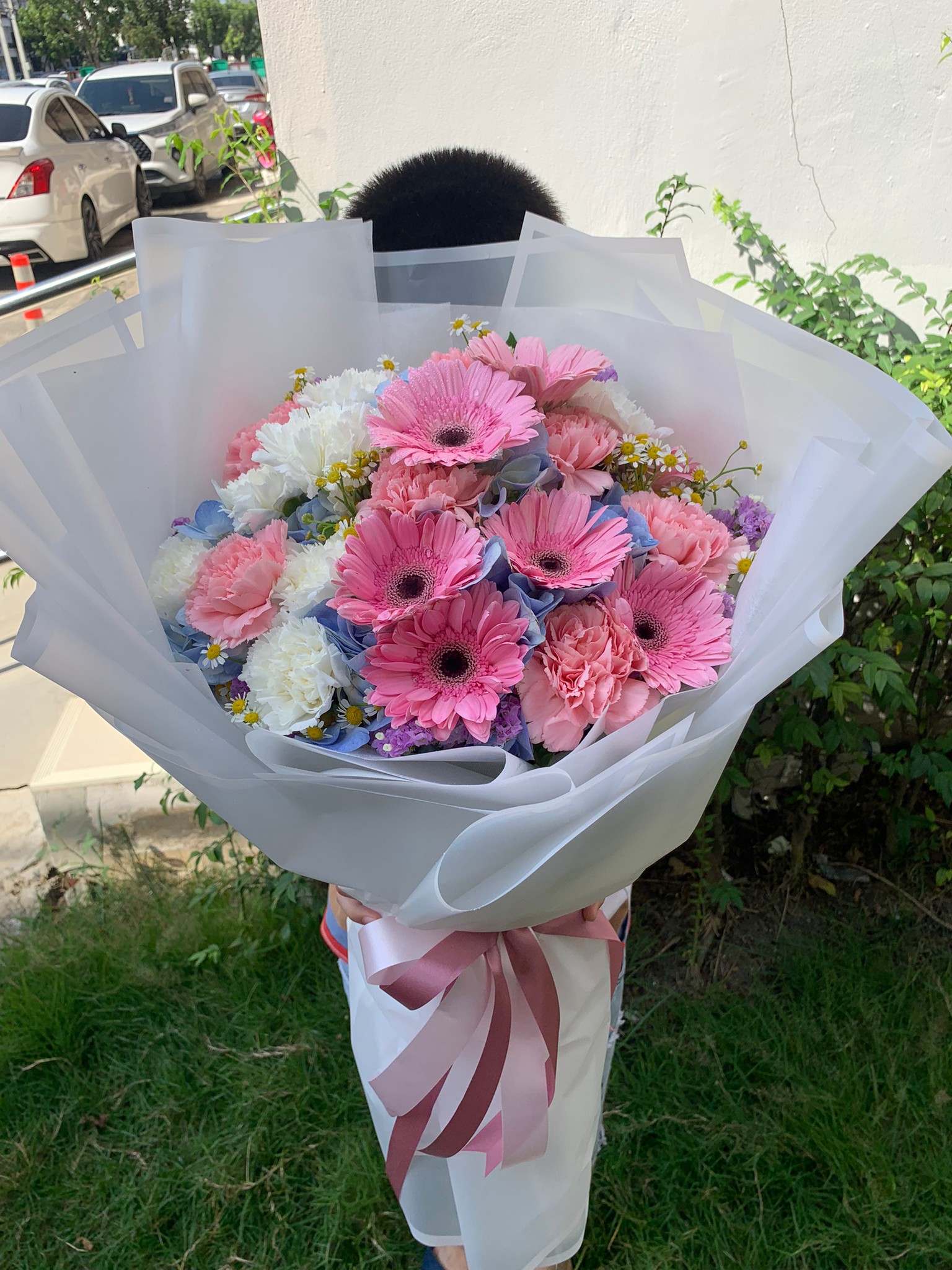 ช่อขาวชมพูมมิกซ์ดอกไม้