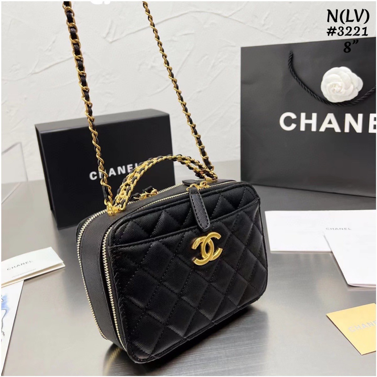 Chanel 22s vanity Handle black caviar / Chanel Vanity Case / Chanel Box พร้อมส่ง กระเป๋าสะพายทรงกล่อง ใช้งานต่างประเทศได้ ภาพถ่ายจากงานขายจริง