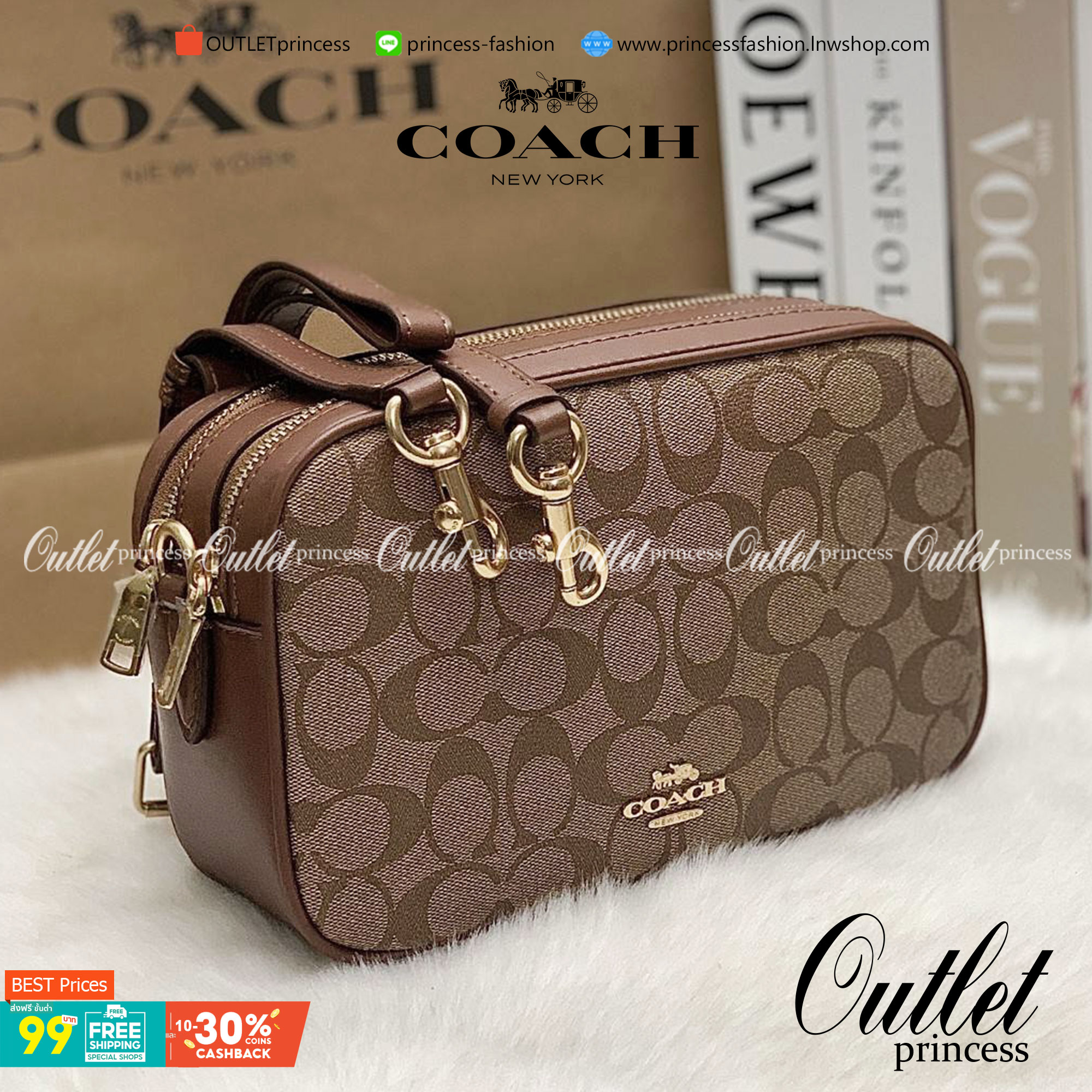 ใครรออยู่จัดเลยค่ะ มากี่รอบไม่พอจริงๆค่ะ😁 COACH JES CROSSBODY IN SIGNATURE BAG กระเป๋าสะพายข้าง//ครอสบอดี้ร์ วัสดุหนังแท้ หนังนิ่มทรงสวย 🔺อะไหล่ป้ายห้อยโลหะแบรนด์นะคะ กระเป๋าแบ่ง2ซิป แต่ละช่องกว้าง สามารถใส่กระเป๋าเงินใบยาวได้; ของจำเป็นได