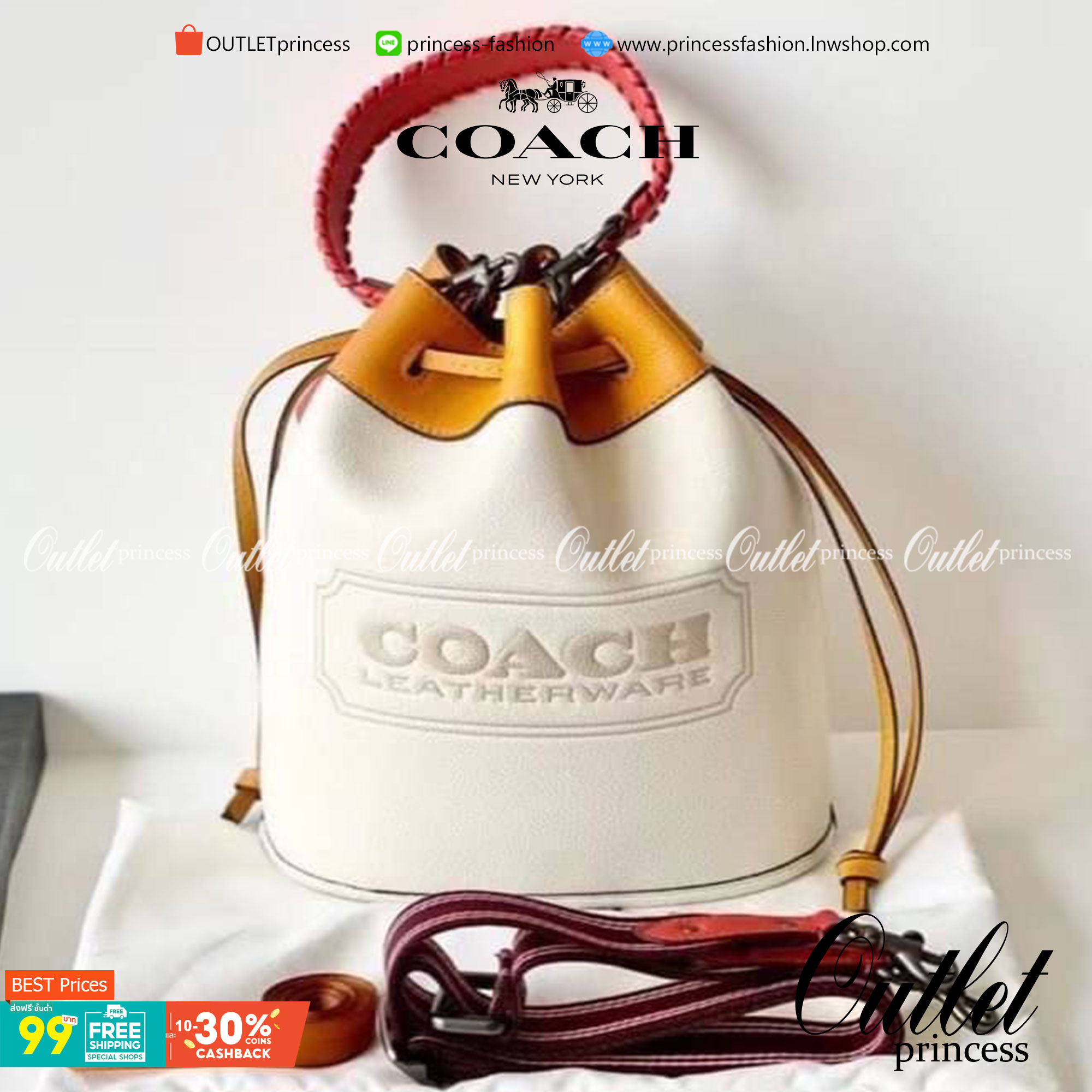 COACH Color-Block Leather Field Bucket Bag ((C3850//C3851)) พร้อมส่งที่ไทย กระเป๋าทรงขนมจีบ สุดฮิต ใช้ได้กับทุกๆวัน หนังแท้ลายหนังสวยนิ่มมือดีค่ะ ด้านหน้ามีโลโก้แบรนด์ตังใหญ่ ปากกระเป๋าแบบหูรูด ปล่อยหนังห้อยยาวลงมา ภายในกระเป๋ากว้างใส่กระเป๋าเงินใบยาวได้;