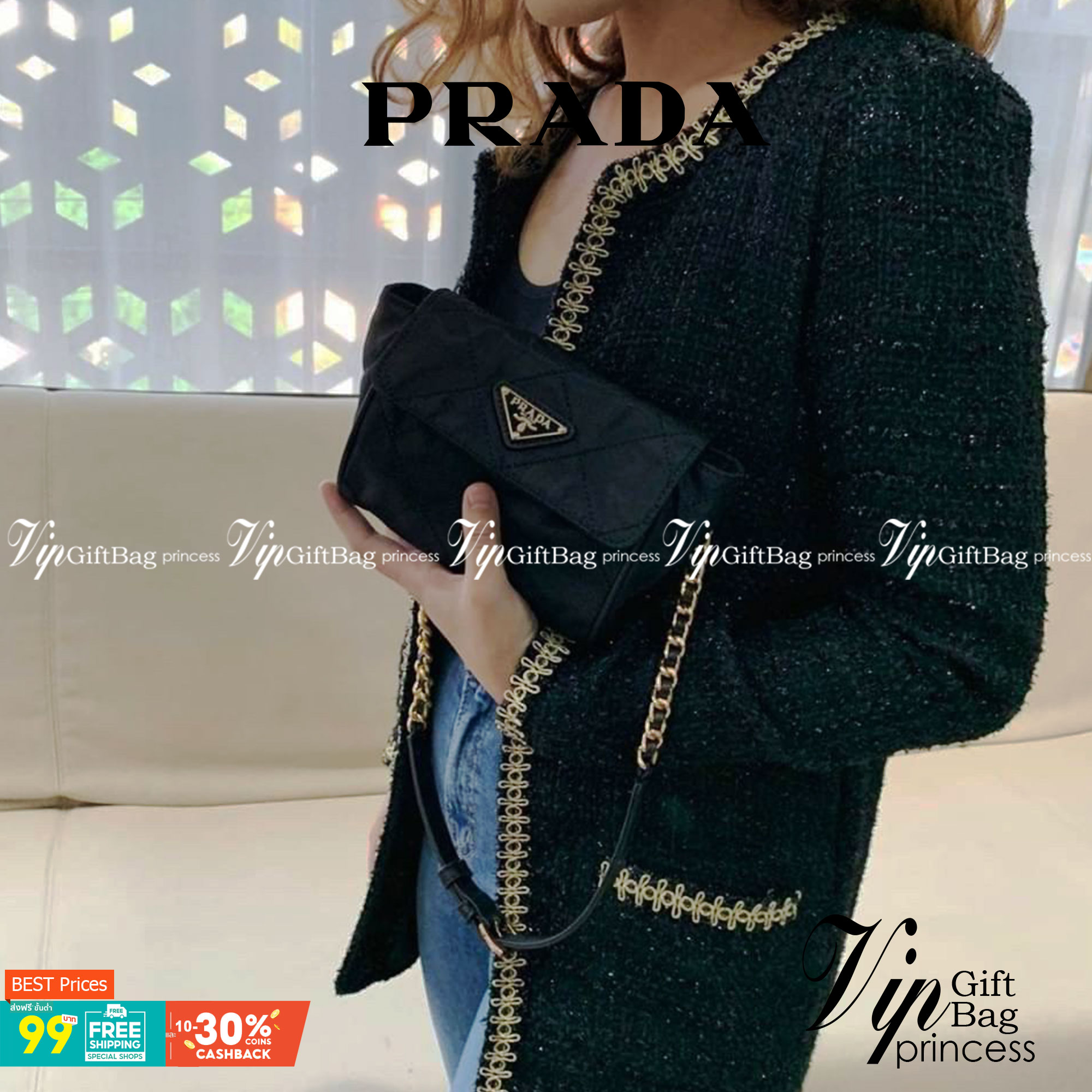 PRADA SHOULDER BAG ส่งตรงจากเคาเตอร์ต่างประเทศ นานๆจะมาทีคะ **ขนาดมินิปุ๊กปิ๊ก กับแบรนด์ Prada เก๋ ไม่ซ้ำใครแน่นอนคะรุ่นนี้ เปิดปิดด้วยกระดุมแม่เหล็ก ภายในบุผ้าแบรนด์ และ มีป้ายโลหะแบรนด์ **อะไหล่ทองเข้มทั้งใบ สามารถใส่Iphone11+ ได้ งานน่ารัก ราคาดี้ดีแบบ