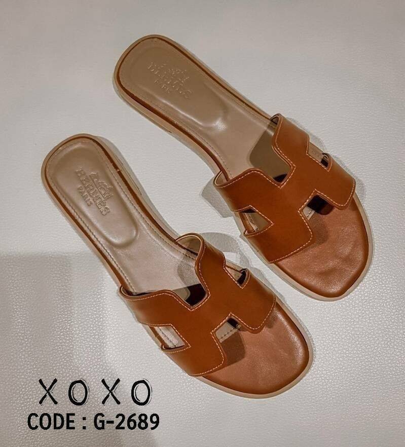 HERMES ORAN SANDAL แตะสวม สวย เก๋ งานชนช้อป ขายดีตลอดกาล แมทส์ชุดง่าย น้ำหนักเบา