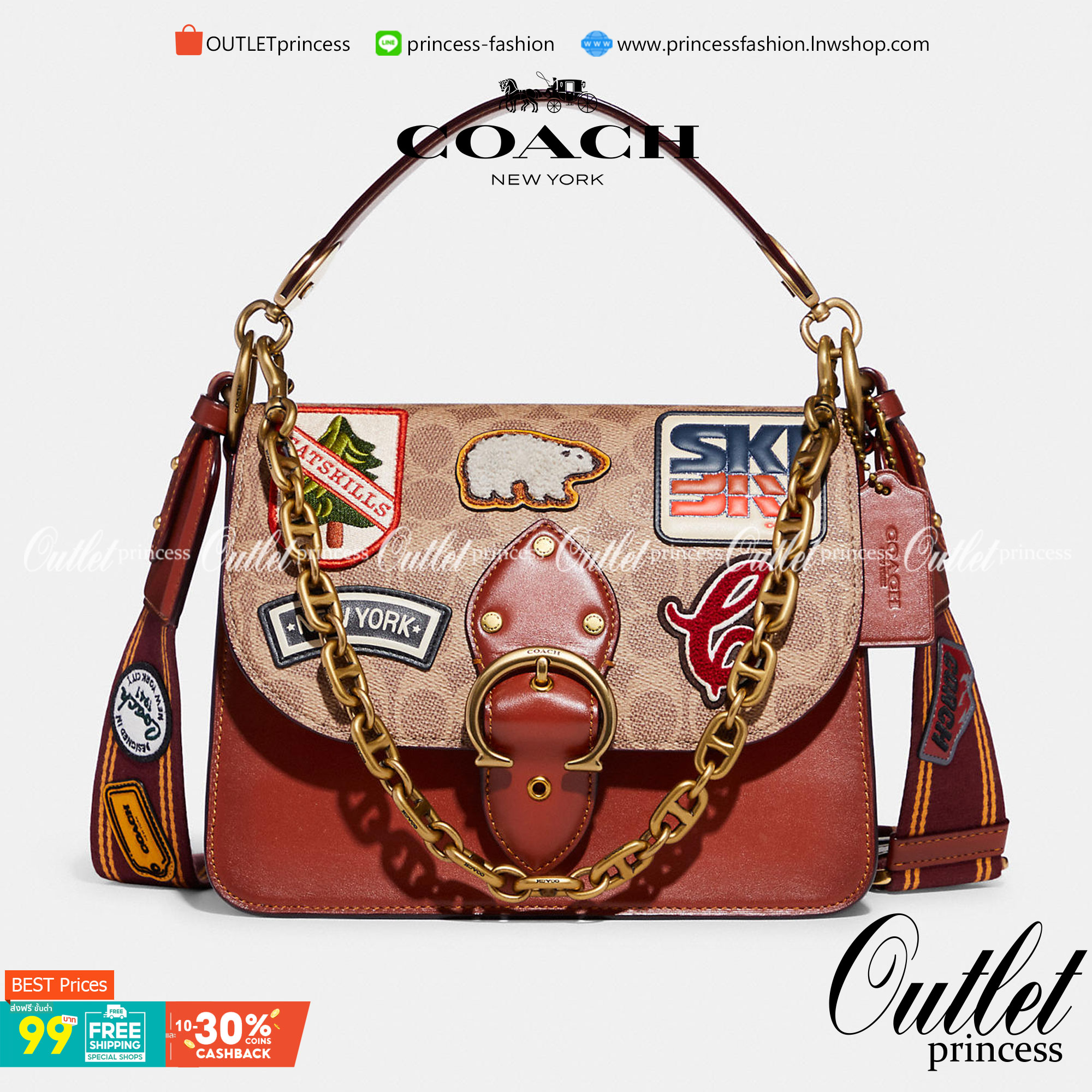 OUTLET 】COACH BEAT SHOULDER BAG IN SIGNATURE CANVAS WITH PATCHES (C6837) ไหวมั้ยเนี้ย!! สวยฟาดอีกแล้วนะยูวว 🤩🌺คอลเลคชั่นใหม่สุดปัง อลังเวอร์!//กระเป๋าถือ สะพายไหล่ลาย SIGNATURE ตกแต่งความเก๋ด้วยแผ่นแปะลวดลายที่มีเฉพาะจาก COACH คอลเลคชั่นนี