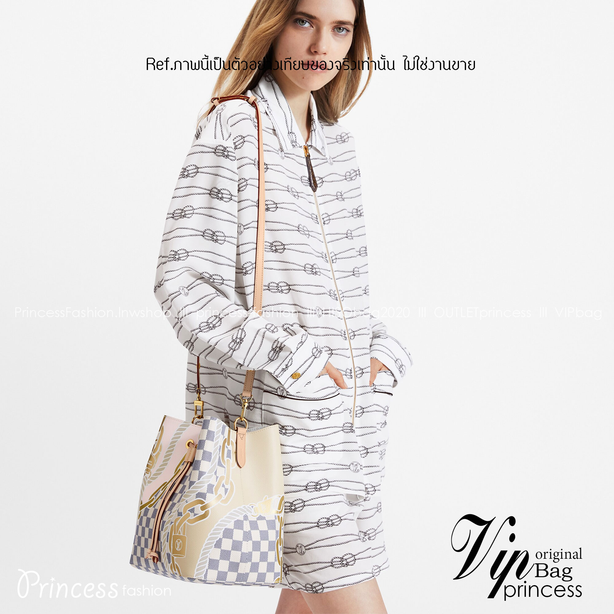 LV Neonoe MM Damier Azur New Spring Collection - Nautical / LV neoneo with nautical print อีกหนึ่งรุ่นท็อปฮิต กับดีไซน์ใหม่ต้อนรับฤดูร้อน กับกระเป๋าสะพายทรงบัคเก็ตใบใหญ่