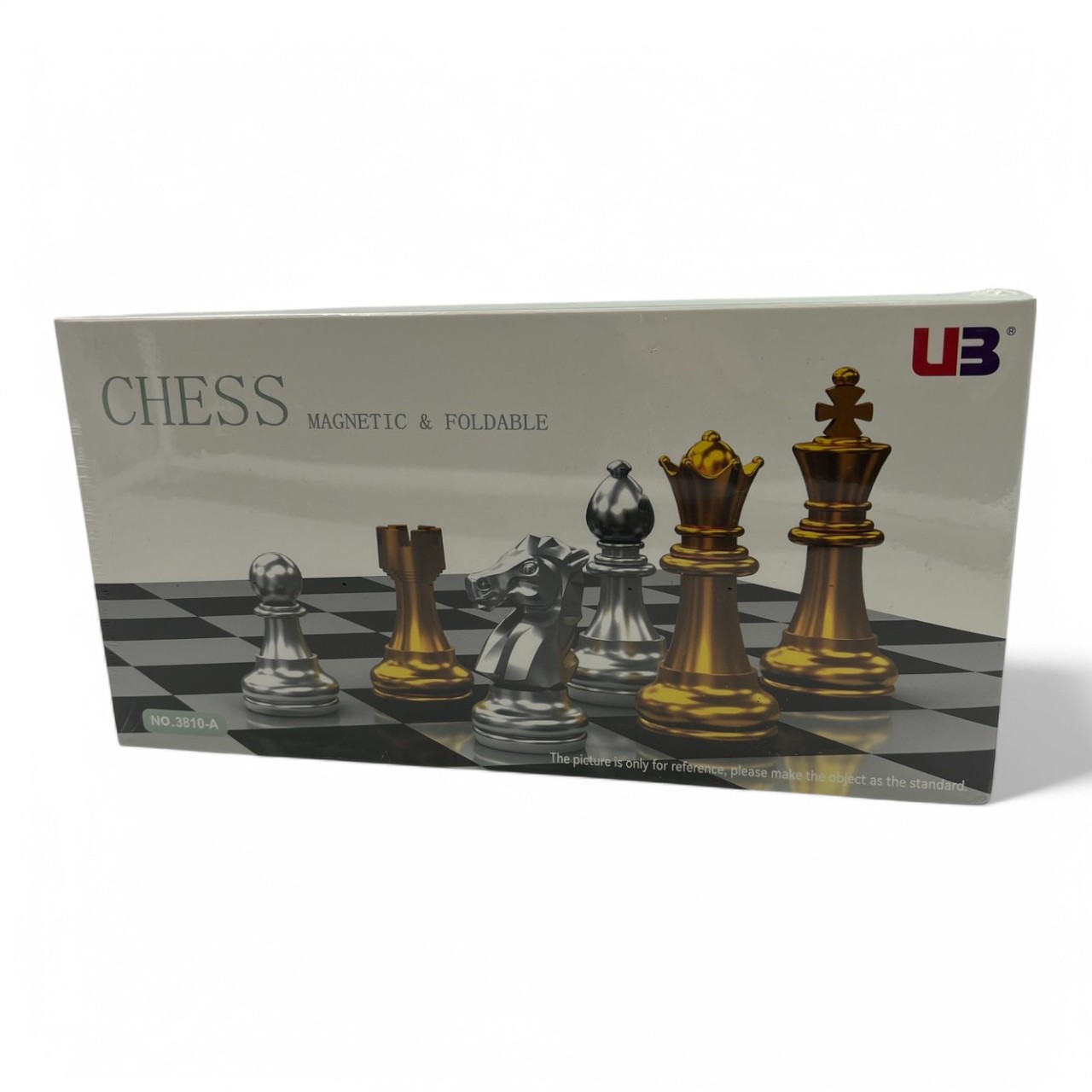 หมากรุกสากลแม่เหล็กตัวหมากสีทองและเงิน กระดานช่องสีดำและขาว แบรนด์UBกล่องใหม่