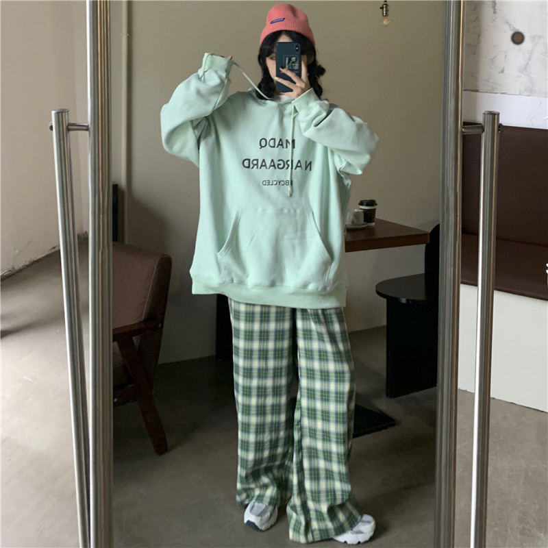 พร้อมส่ง 🥦 Green scott pant กางเกงขายาวเอวยางยืด (IN31737)