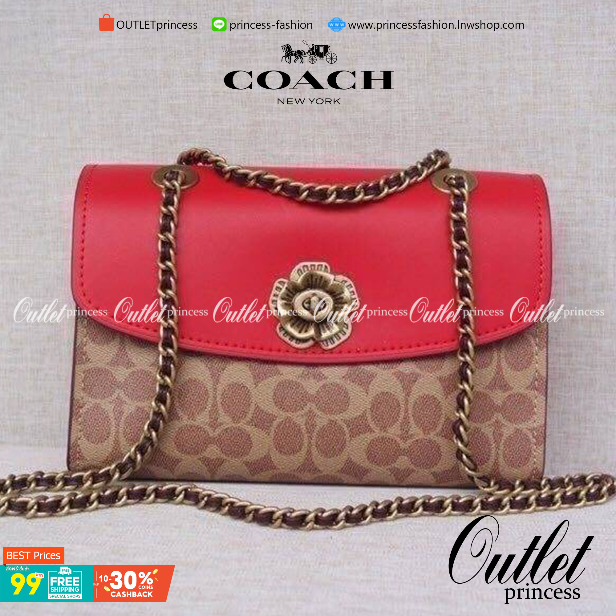 Coach Parker In Signature Canvas With Tea Rose