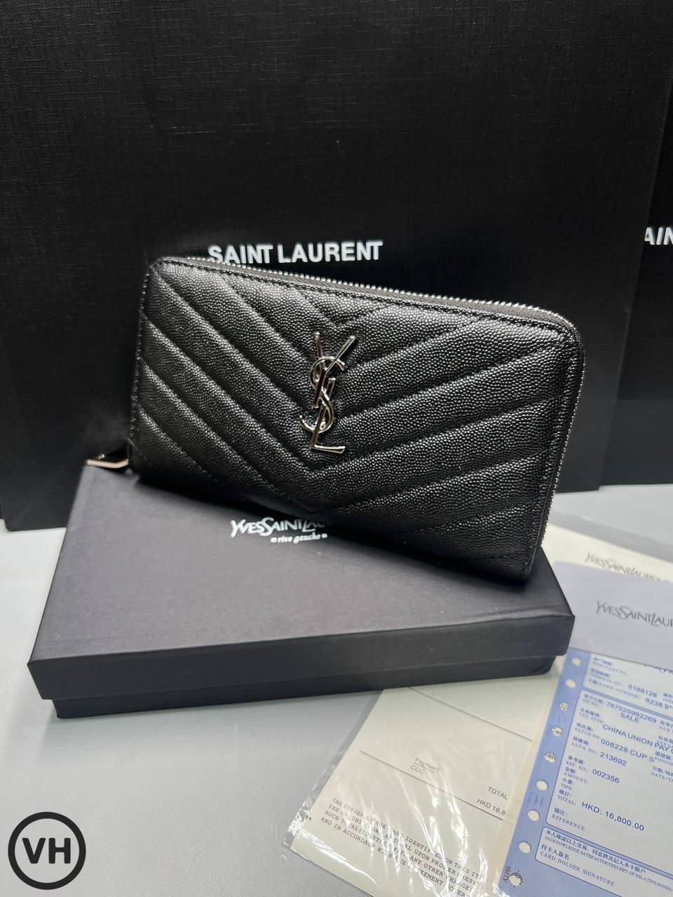 ORI หนังแท้ | YSL zip around wallet / YSL Long Wallet กระเป๋าสตางค์ใบยาวซิปรอบ 🤍 เกรดออริจินอล
