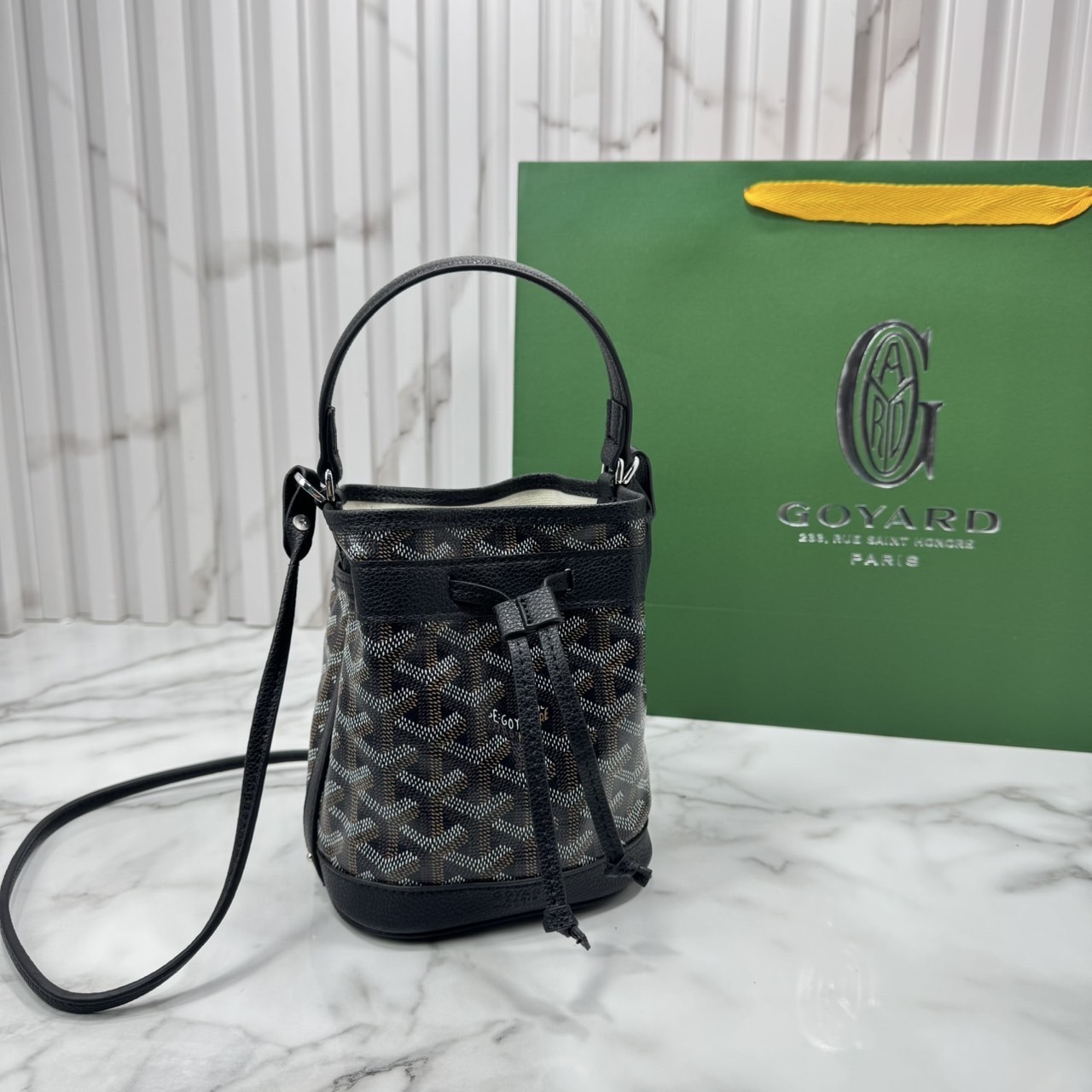 RI หนังแท้ | Goyard Petit Flot Mini bucket bag กระเป๋าสะพายทรงบัคเก็ต ไซส์มินิ ดูผู้ดีในตัว วัสดุหนังแคนวาสพิมพ์ลายสวยคม