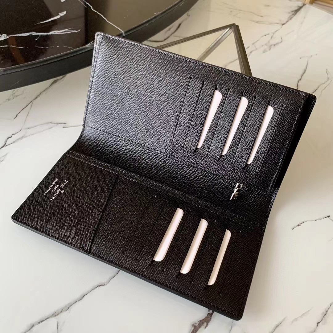 LV Brazza wallet Damier Graphite Canvas Black กระเป๋าสตางค์ใบยาว หนังแท้ เกรดท็อปออริ เกรดดีสุด 1:1 ใช้งานต่างประเทศได้