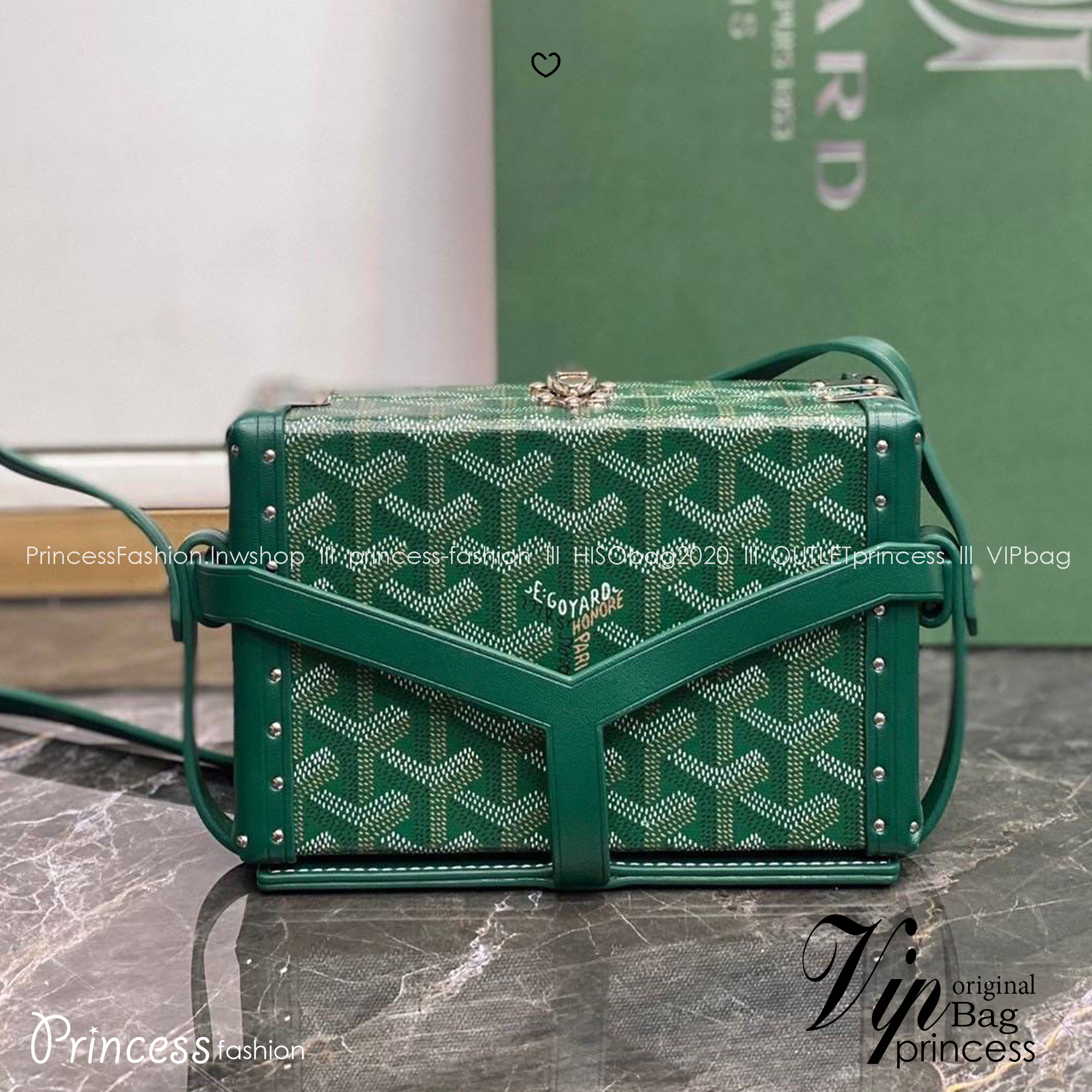 ORI หนังแท้ | Goyard Minaudière Trunk Bag กระเป๋าสะพายทรงแมสเซ็นเจอร์ เป็นคลัตช์ได้ในใบเดียว น้ำหนักเบา ทรงกล่องดีไซน์ใช้งานง่าย สวยหรู