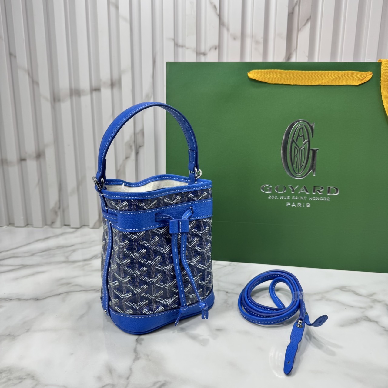 RI หนังแท้ | Goyard Petit Flot Mini bucket bag กระเป๋าสะพายทรงบัคเก็ต ไซส์มินิ ดูผู้ดีในตัว วัสดุหนังแคนวาสพิมพ์ลายสวยคม