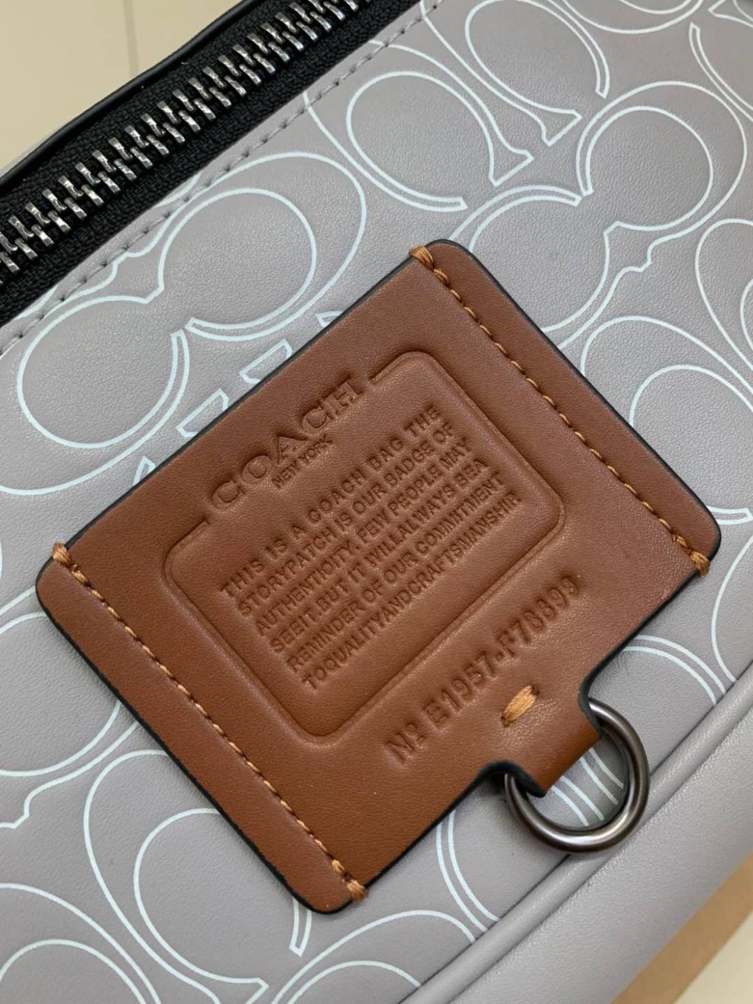 OUTTLET 】COACH RIVINGTON BELT BAG IN REFLECTIVE SIGNATURE LEATHER (78899)