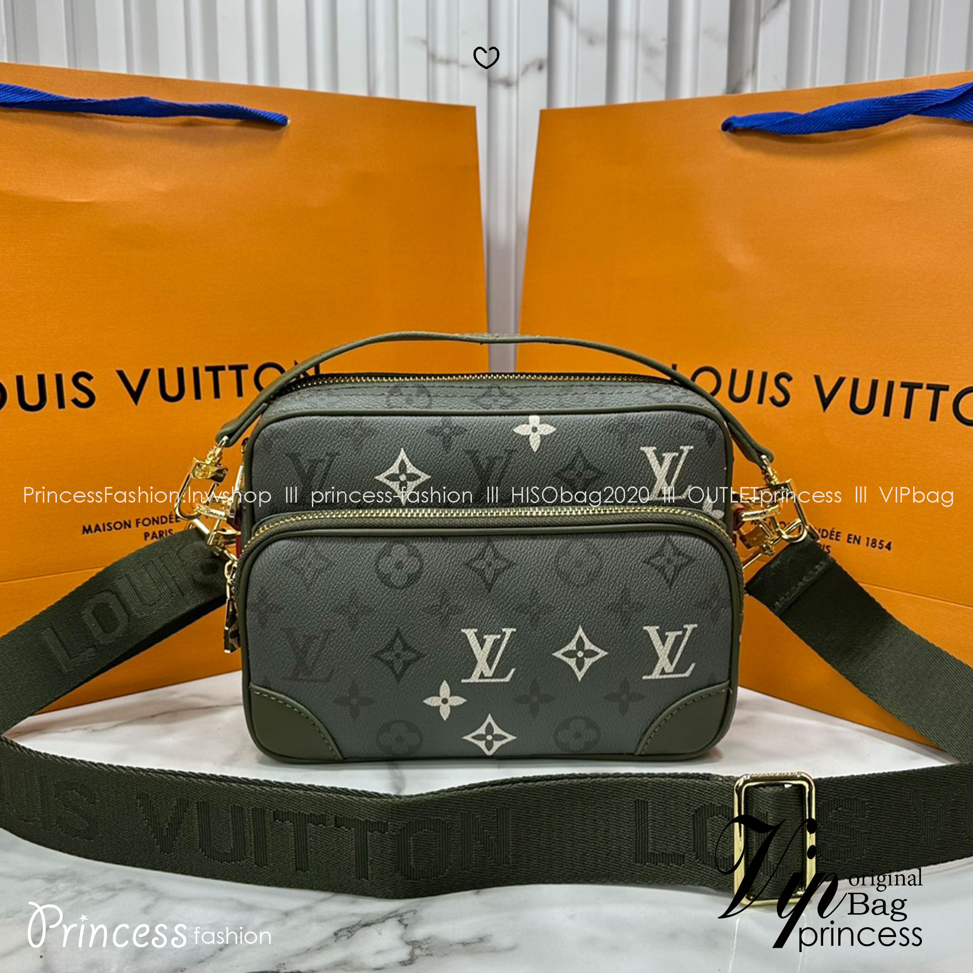 ORI หนังแท้ | LV Nil Messenger PM Navy Green กระเป๋าสะพายทรงแมสเซ็นเจอร์ สีใหม่ดีไซน์ใหม่