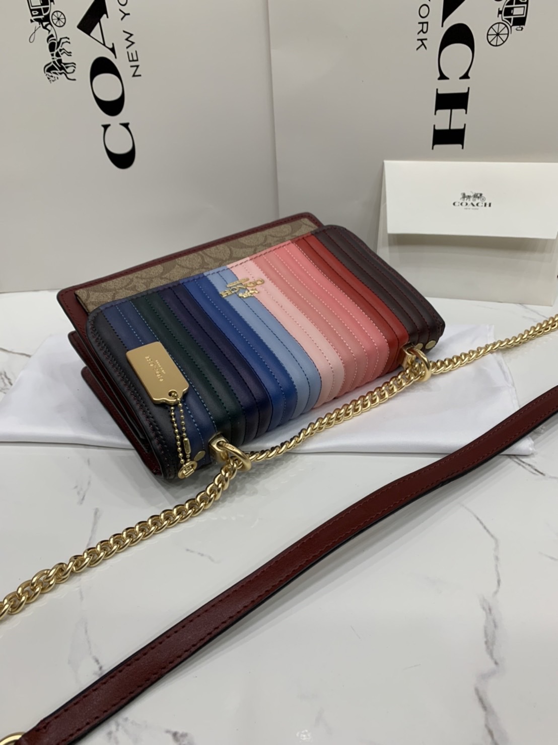 COACH KLARE CROSSBODY WITH RAINBOW LINEAR QUILTING (COACH C1446)