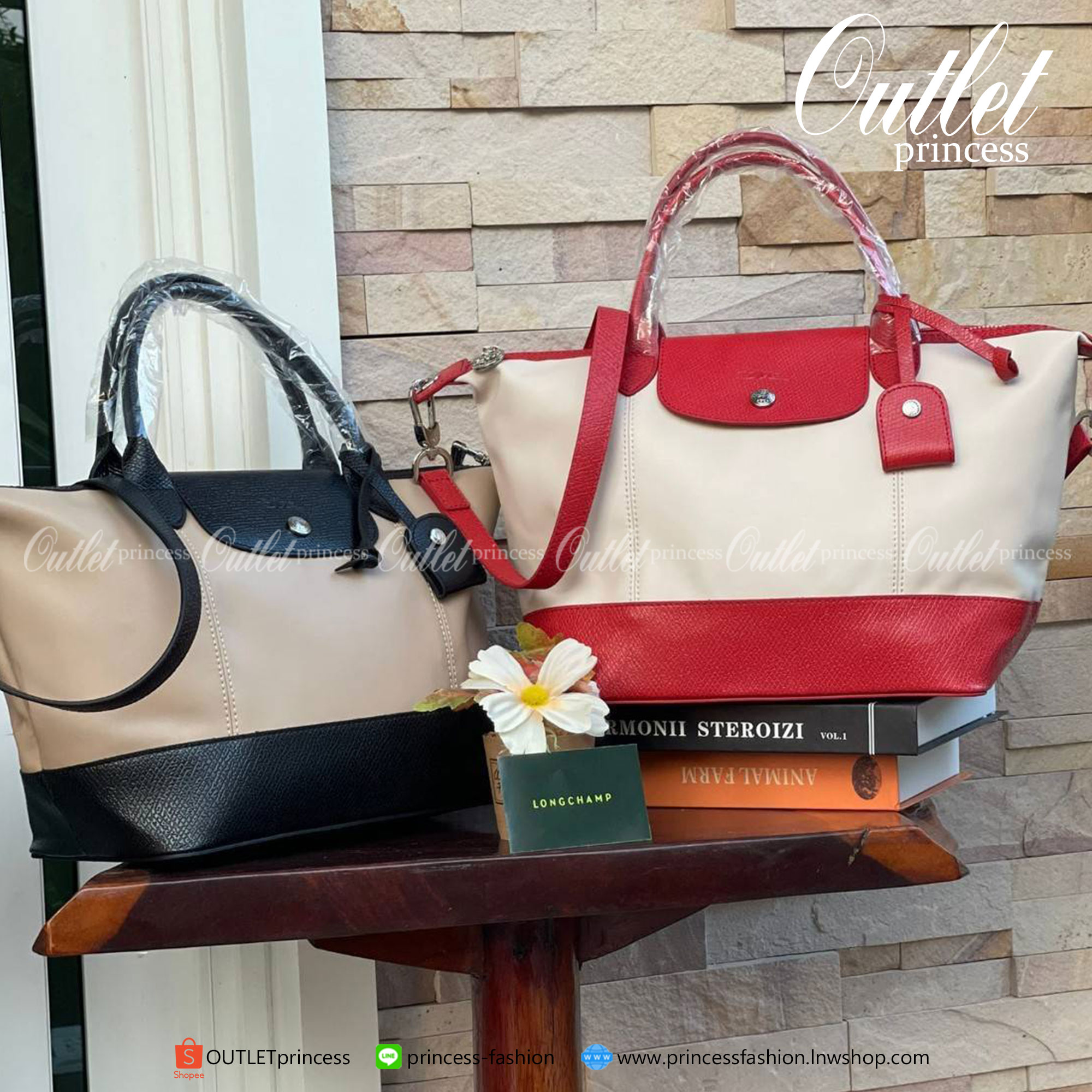 ของแท้ 100% LONGCHAMP LE PLIAGE CUIR MAKE A WISH TOP HANDLE BAG S Color: Greige