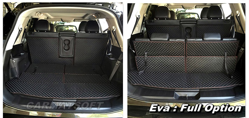 แผ่นปูท้าย ชุดปิดเบาะหลัง NISSAN X-TRAIL 2015-19 พรมลายกระดุม 7ชิ้น
