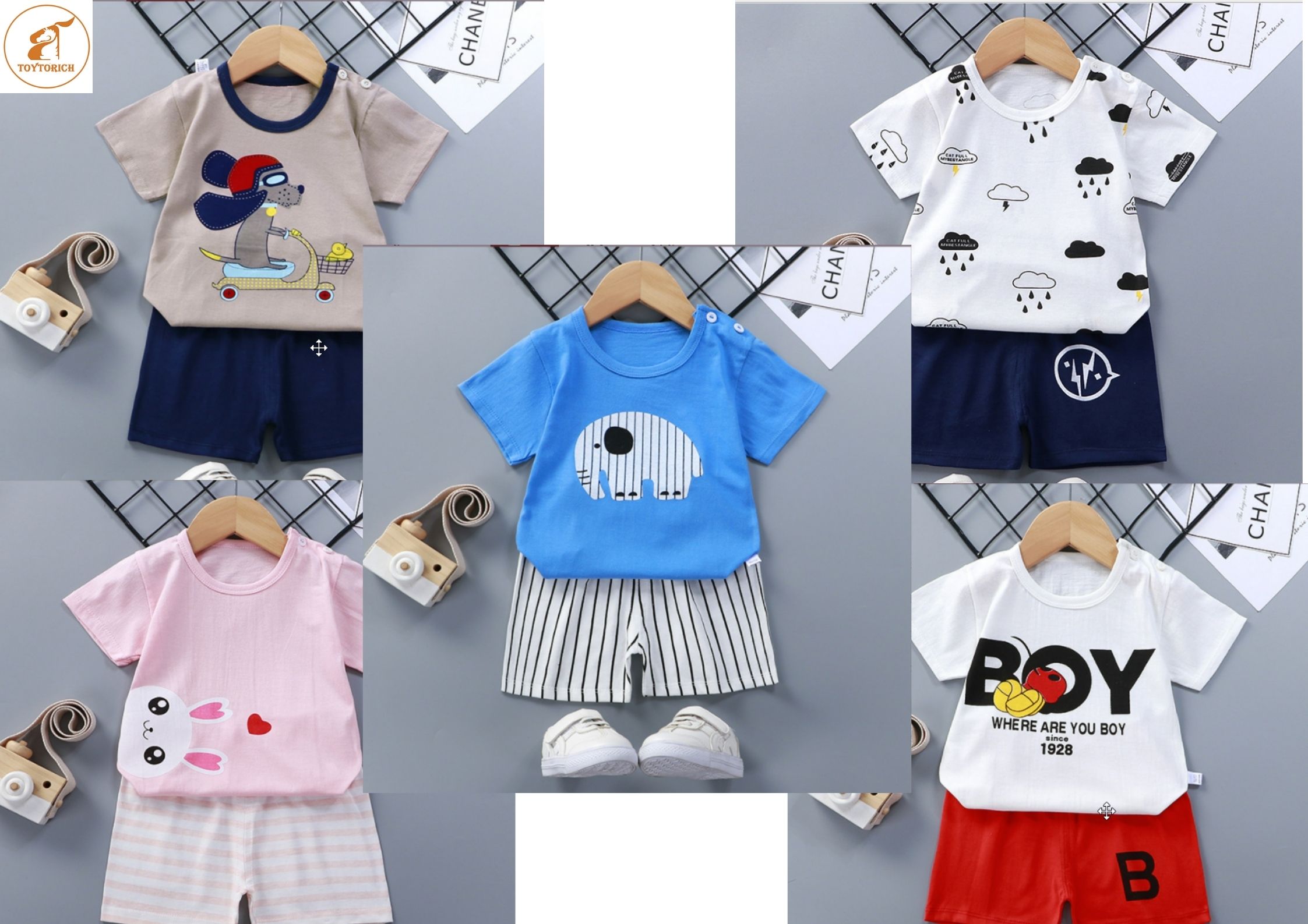 ชุดเสื้อยืดและกางเกงเด็กผ้าคอตตอนแท้ ใส่สบายไม่ร้อน ชุดเด็ก3 เดือน - 5 ขวบ