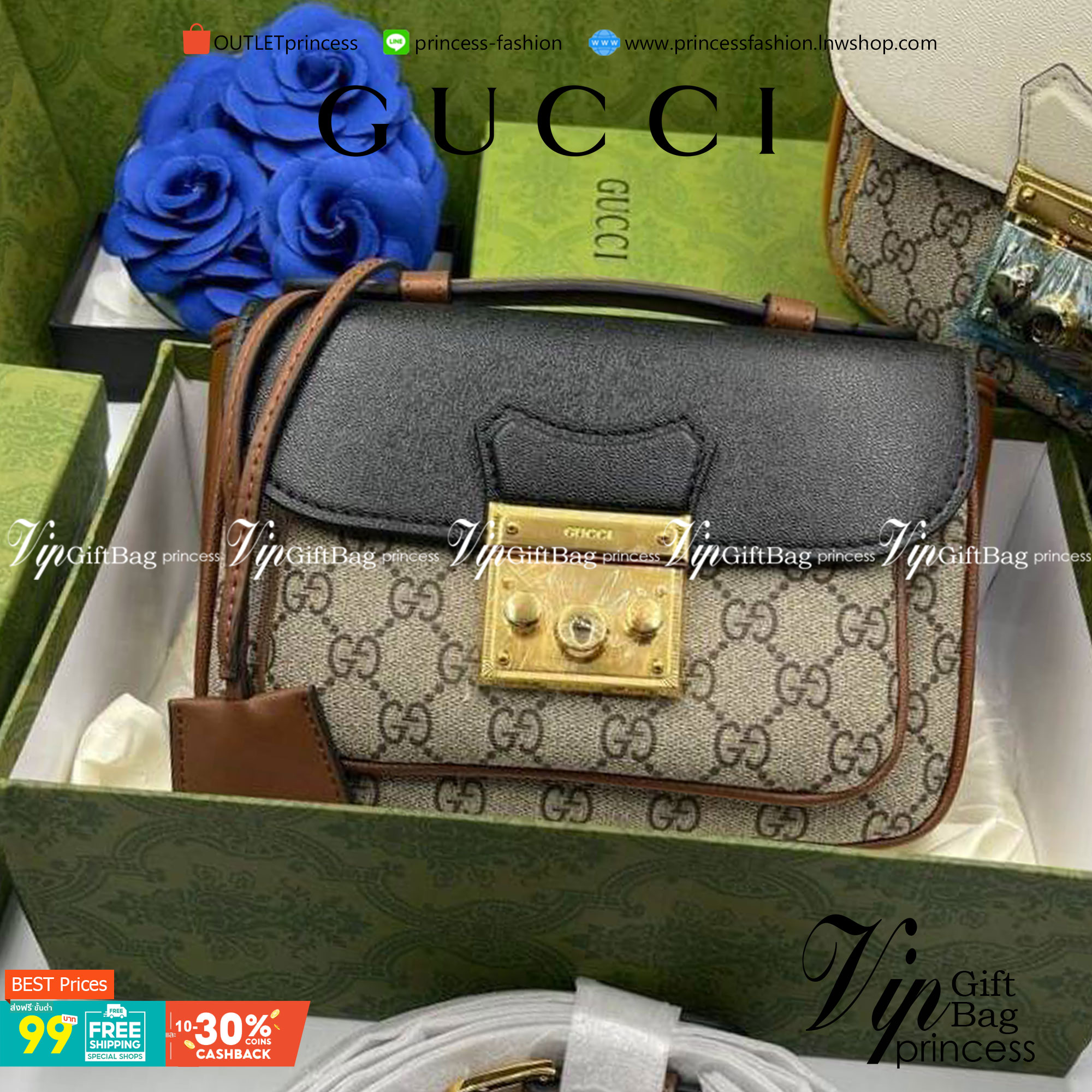 VIP GIFT 】หนังแท้ GUCCI mini Padlock bag GG Supreme canvas หนึ่งในแบรนด์เนมยอดฮิตระดับโลกที่สายแฟชั่นตัวจริงต้องมีสักใบในตู้ เพราะเป็นแบรนด์ที่เหล่าบรรดาเซเลปและดาราใช้กันเยอะมาก รุ่นก็เป็นอีกหนึ่งใบที่คุ้มค่าคุ้มราคามากค่ะ ด้วยดีไซน์ที่ใช้งานได้หลายโอกาส