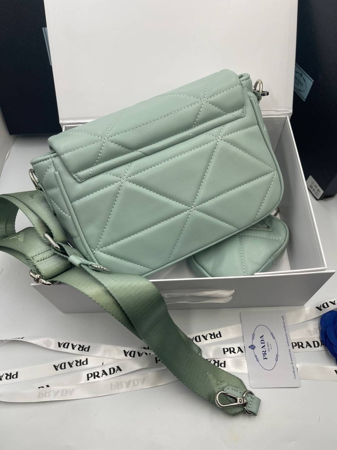 VIP 】PRADA System nappa leather patchwork bag หนังแท้ พร้อมส่งที่ไทย 6 สี