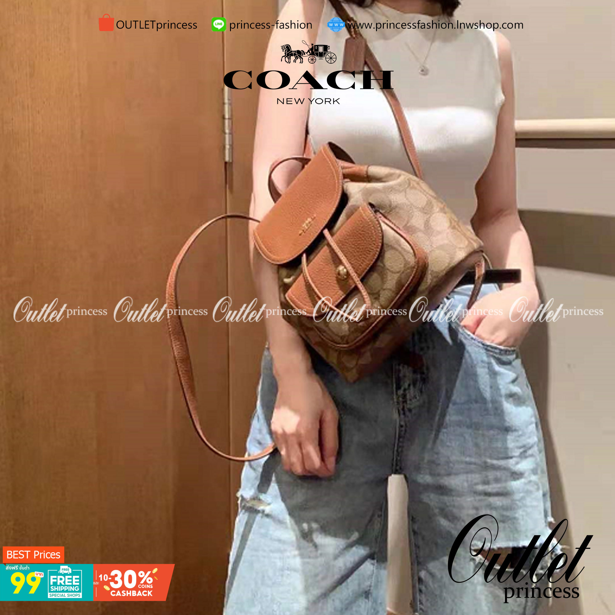 COACH PENNIE BACKPACK 22 ((C4122)) พร้อมส่งที่ไทย ห้ามพลาดค่าา! กระเป๋าสะพายหลังแบบมีหูกิ้ว วัสดุเดนิมอย่างดีนิ่ม+หนังแท้ ได้สวยงามลงตัว นำ้หนักเบา ทรงสวยน่ารักมากๆค่ะ ด้านหน้ามีช่องกระเป๋าเล็กใส่ของจุกจิก ปากกระเป๋าแบบหูรูด ภายในกระเป๋าโล่ง กว้าง สามารถใ