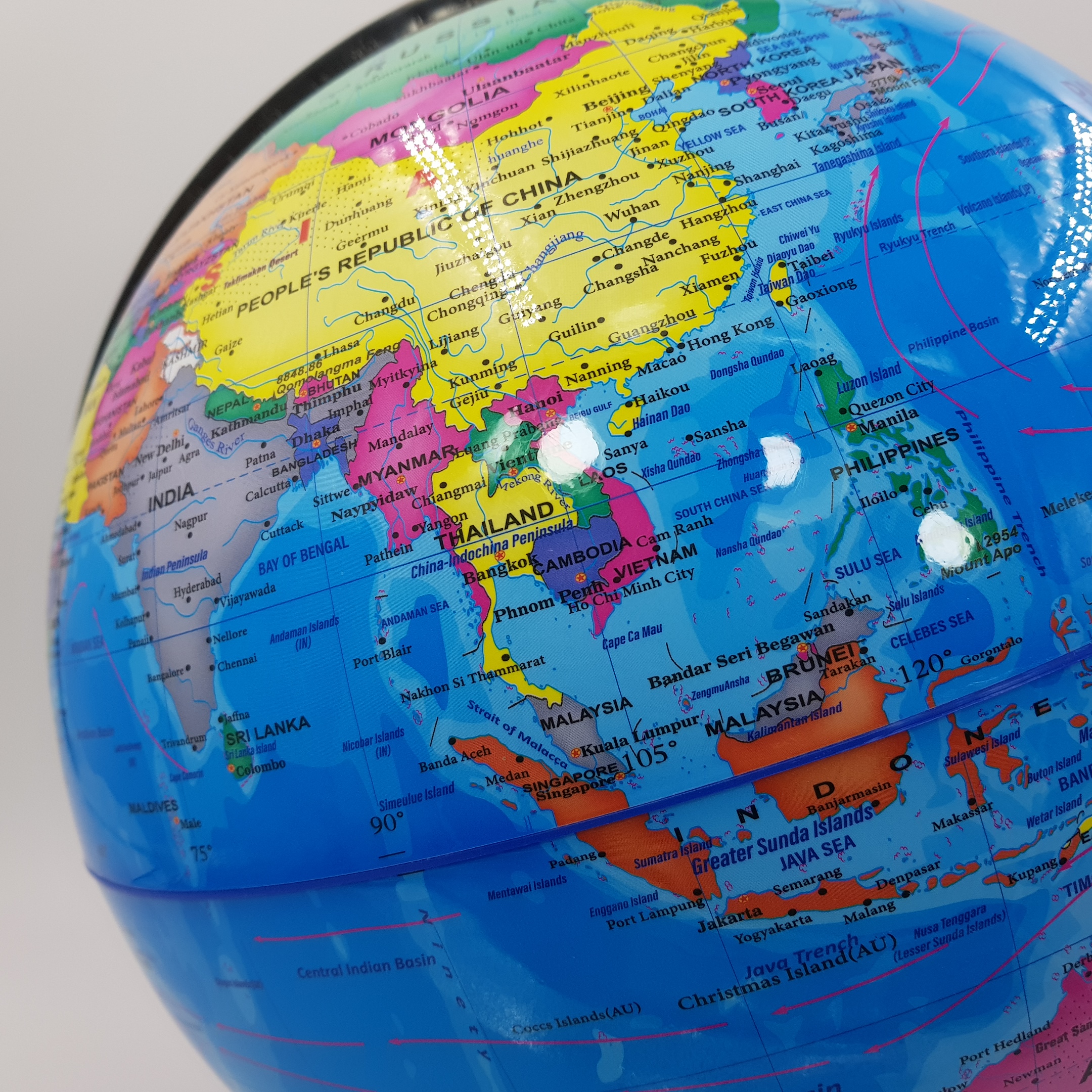 ลูกโลกPVCแบบแข็งขนาดเส้นผ่าศูนย์กลาง12.8นิ้ว (32 Cm.) แผนที่ลูกโลก ภาษาอังกฤษ