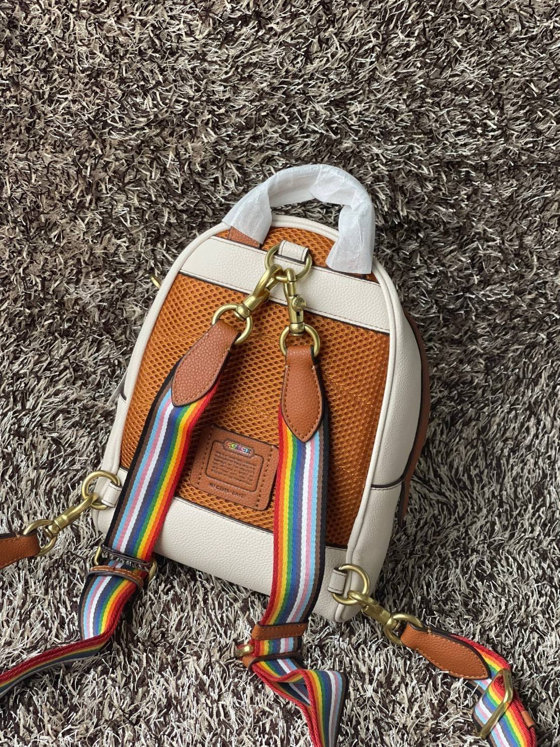 COACH CHARTER BACKPACK WITH PATCHES กระเป๋าเป้สะพายรุ่นนี้เป็นส่วนหนึ่งของ Coach Pride Collection ซึ่งเป็นการเฉลิมฉลองความเสมอภาค ความหลากหลาย และการแสดงออกถึงตัวตนที่แท้จริงภายในชุมชน LGBTQIA+ ในเดือนนี้และทุกเดือน กระเป๋าเป้ใบเล็กใบนี้เป็นรูปทรงย้อนยุคพ