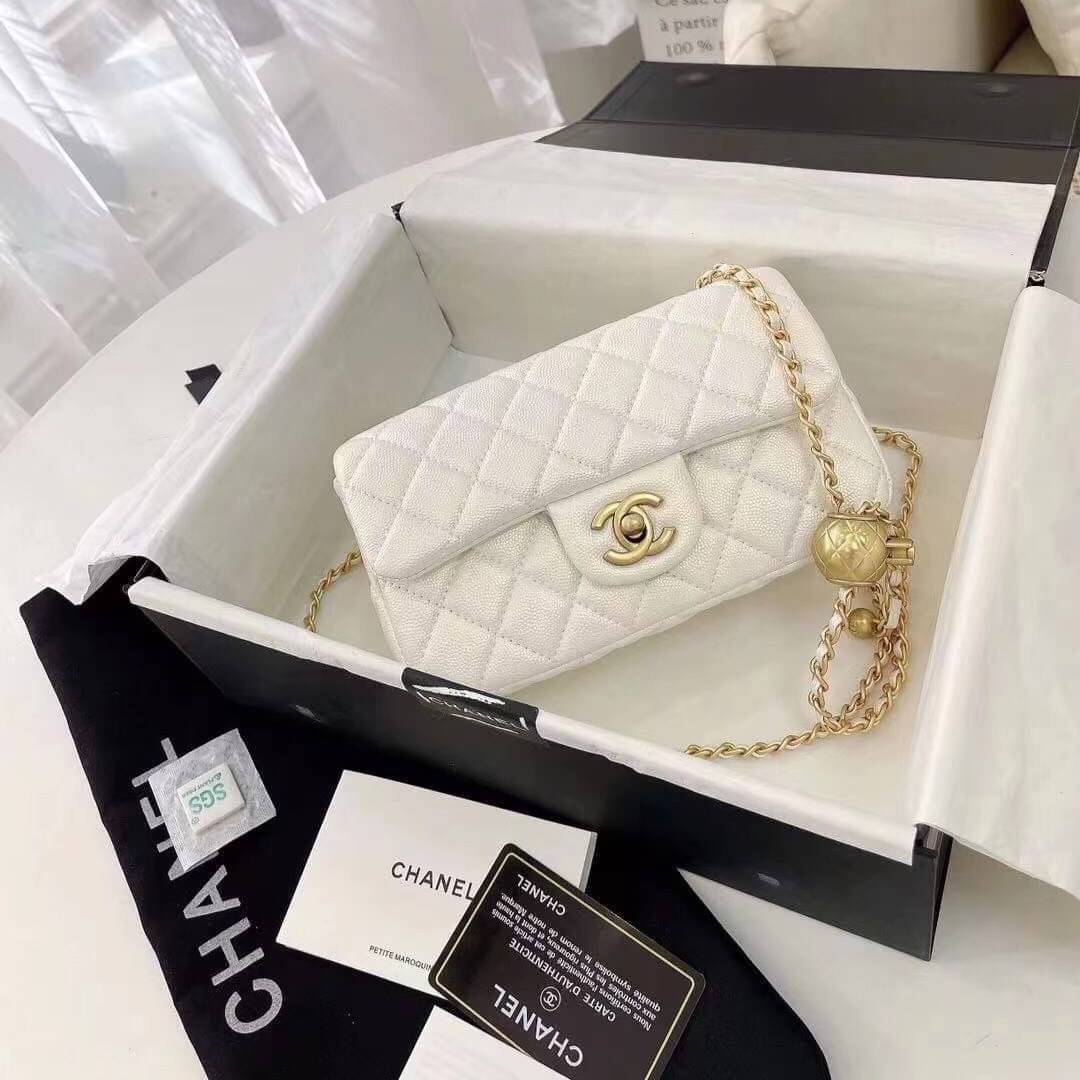 CHANEL MINI FLAP BAG CAVIAR Leather GOLD tone hardware พร้อมส่ง 5 สี