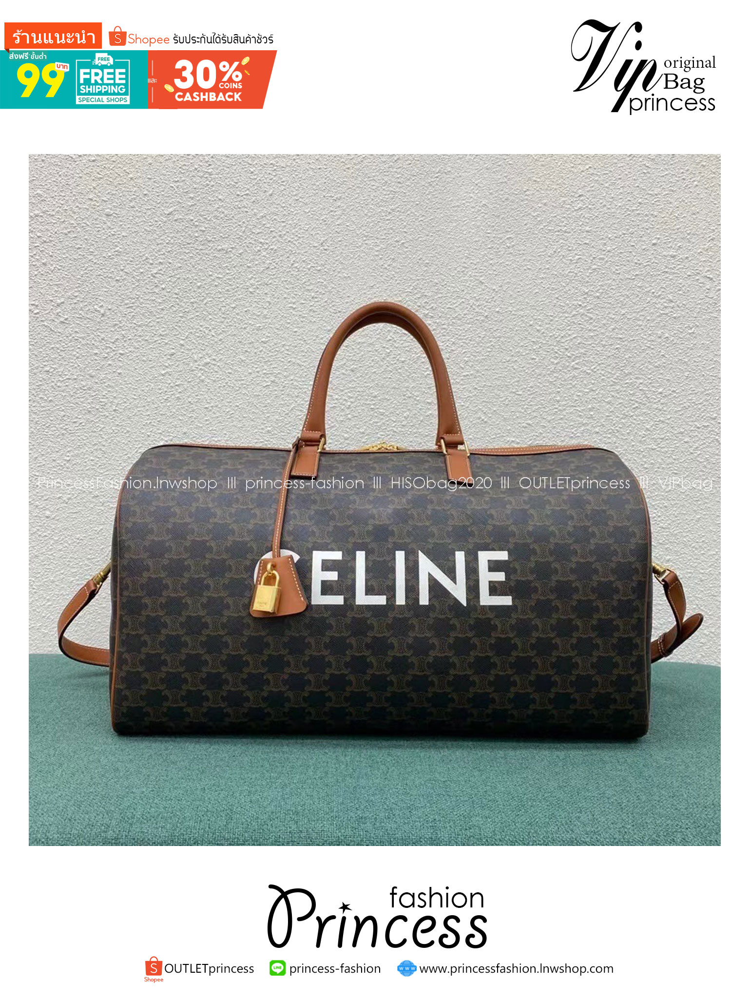 CELINE Large Voyage bag in Triomphe Canvas / Celine Keepall Bag กระเป๋าทรงบอสตันใบใหญ่จุสัมภาระได้เยอะสุดๆหนังขึ้นลาย Signature สวยหรูสุดคลาสสิค ดีไซน์ไม่มีเอ้าท์