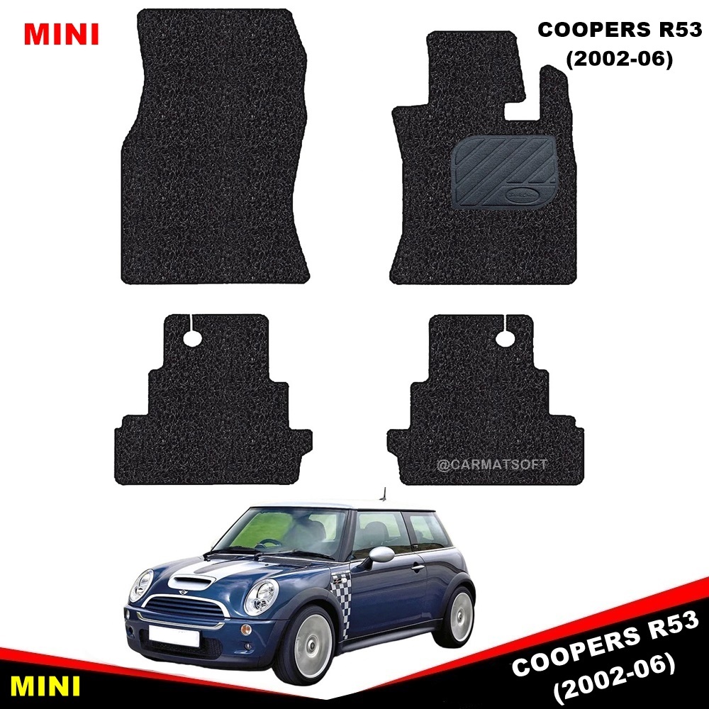 พรมดักฝุ่นไวนิล MINI COOPER R53 (2002-06) พรมดักฝุ่นในรถยนต์ มินิคูเปอร์ อาร์53 เข้ารูป ภายในรถ 4ชิ้น