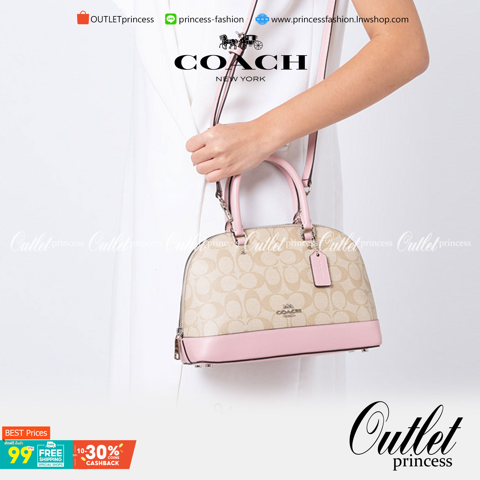 Coach Mini Sierra Signature กระเป๋าถือทรงโดม ภายในกว้างสามารถใส่กระเป๋าเงินเล็ก และมือถือได้ และยังมีช่องซิปเล็ก 1 ช่อง ด้านหลังมีกระเป๋าเล็กเก็บบัตร 1 ช่อง ใครยังไม่มีพลาดไม่ได้แล้วนะคะ