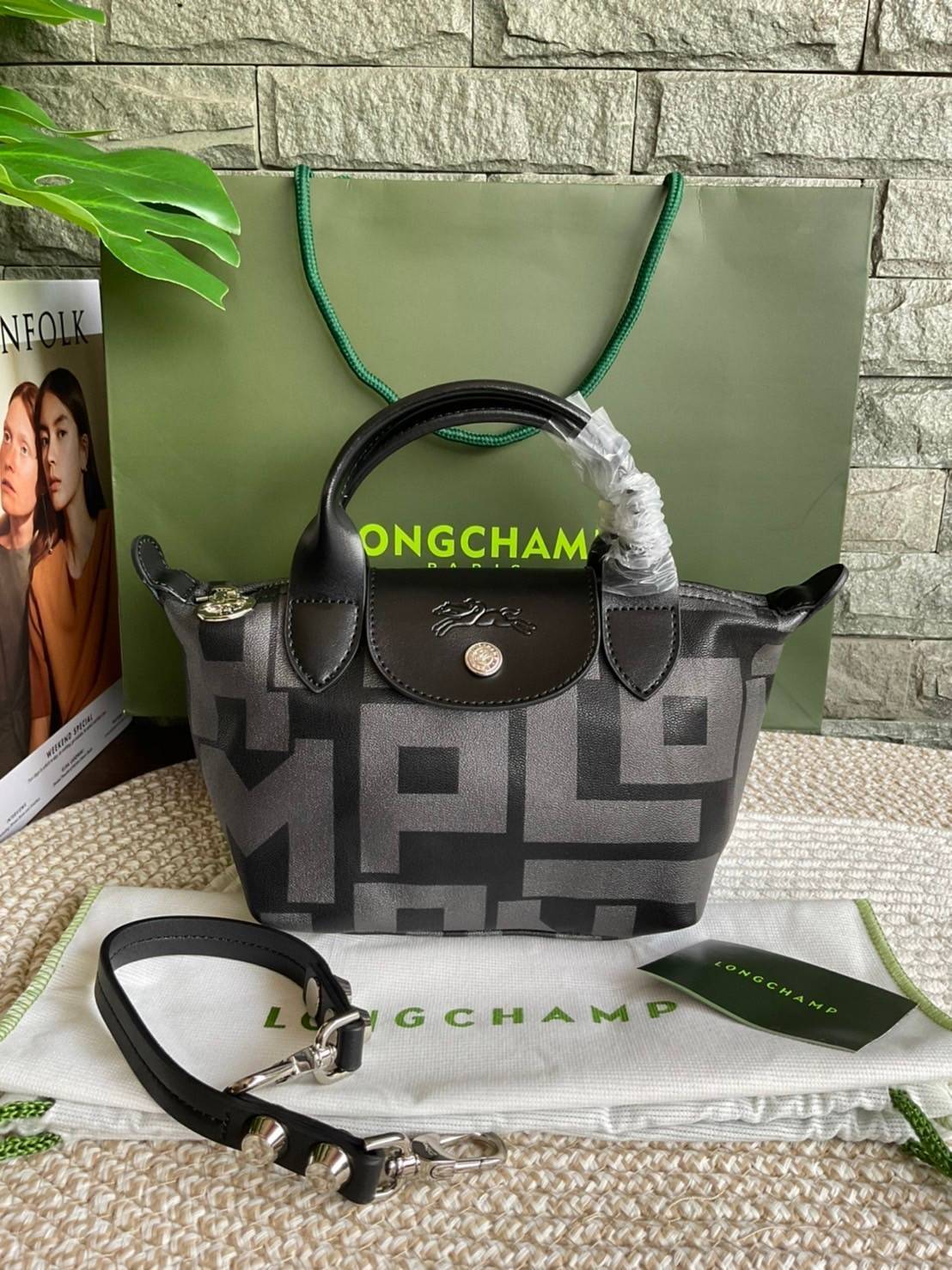 Longchamp Le Pliage Lgp Mini Tote - กระเป๋าถือขนาดเล็ก วัสดุหนังเมทิส หรือ หนังแกะ - น้ำหนักเบา จุของได้เยอะ เปิด-ปิดด้วยซิปสะดวกใช้