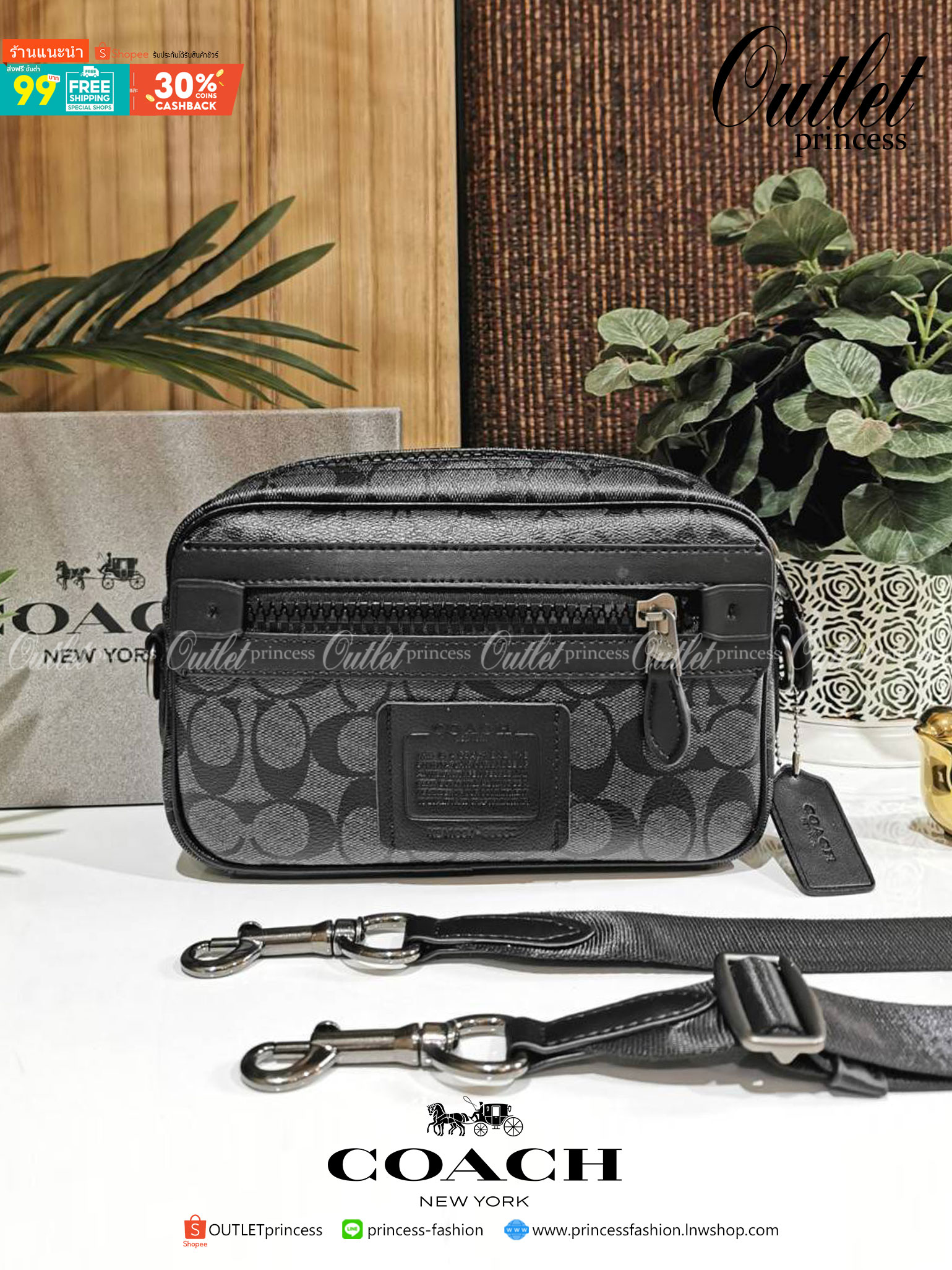 COACH FACTORY CROSSBODY IN SIGNATURE LEATHER BAG กระเป๋าสะพาย Coach Factory วัสดุ Signature refined calf leather เทคเจอร์สวยอยู่ทรงดีไซน์ยอดนิยมด้านหน้ามีโลโก้และช่องซิป ด้านหลังมีช่องใส่ของ เปิดปิดด้วยซิปแบรนด์สะดวกใช้ ภายในมีโลโก้และช่องใส่ของ ใส่กระเป๋