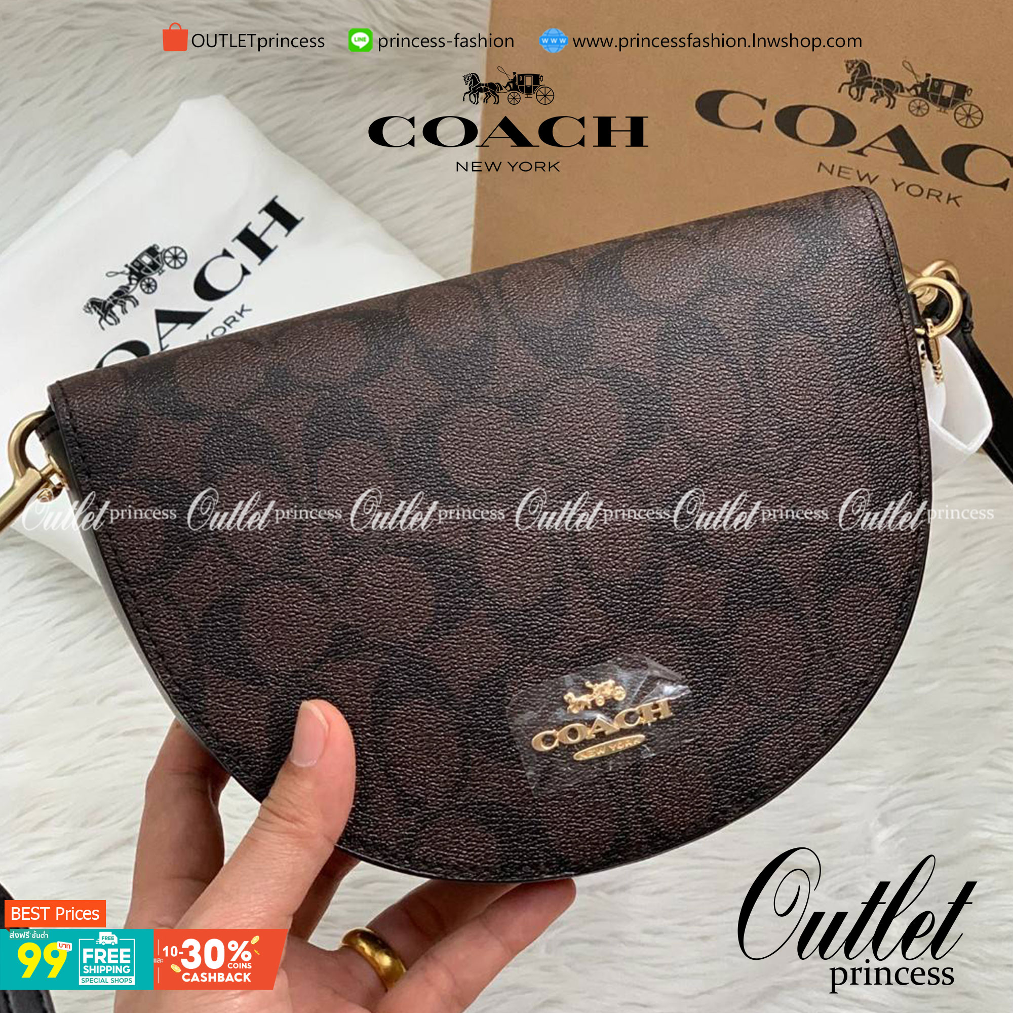 พร้อมส่งที่ไทยครบทั้ง6สีค่ะ 😘 Coach Ellen Crossbody In Signature ((C1432)) กระเป๋าทรงฮาฟมูนรูปทรงคลาสสิก ออกแบบให้มีลักษณะโค้งมน ไม่ดูเป็นทรงแข็งจนเกินไป ดีไซน์และสีของกระเป๋ายังเรียบง่าย เข้าได้กับทุกชุด สะพายครอสบอดี้ร์//สะพายข้าง หรือถือแบบคลัท