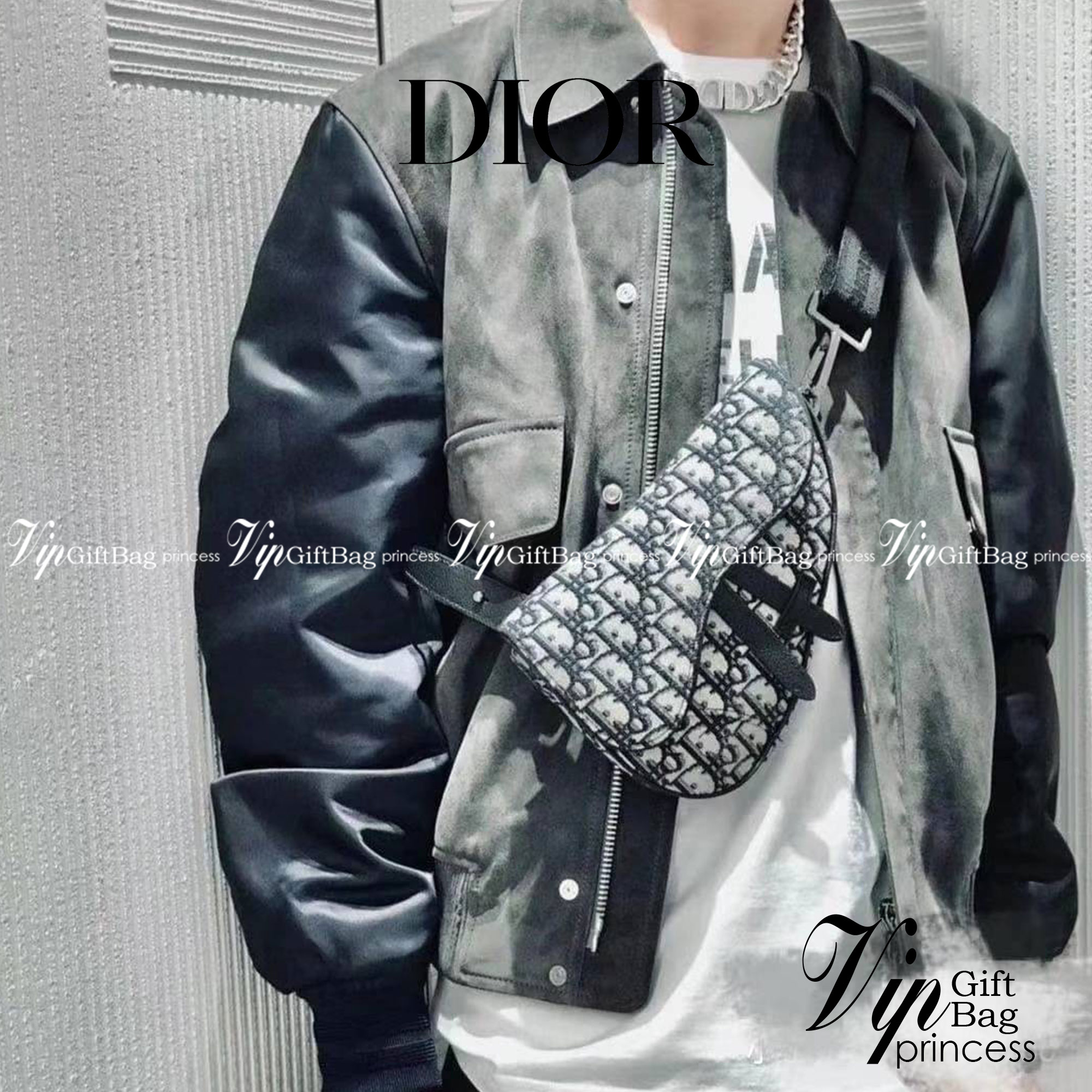 หนังแท้ DIOR MINI SADDLE BAG Beige And Black Dior Oblique Jacquard พร้อมส่งที่ไทย งานหนังแท้และผ้าแจ็คการ์ดออริจินอล ภาพสินค้าถ่ายจากงานขายจริง ใช้งานต่างประเทศได้