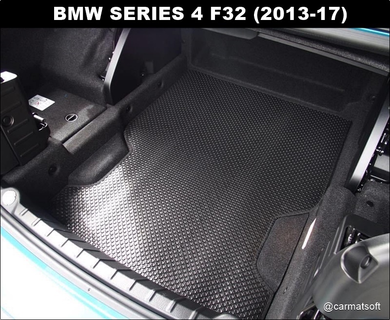 แผ่นปูท้ายรถ BMW SERIES 4 F32 (ปี2013-17) ลายกระดุมเล็กPVC สีดำ เข้ารูป ตรงรุ่นรถ
