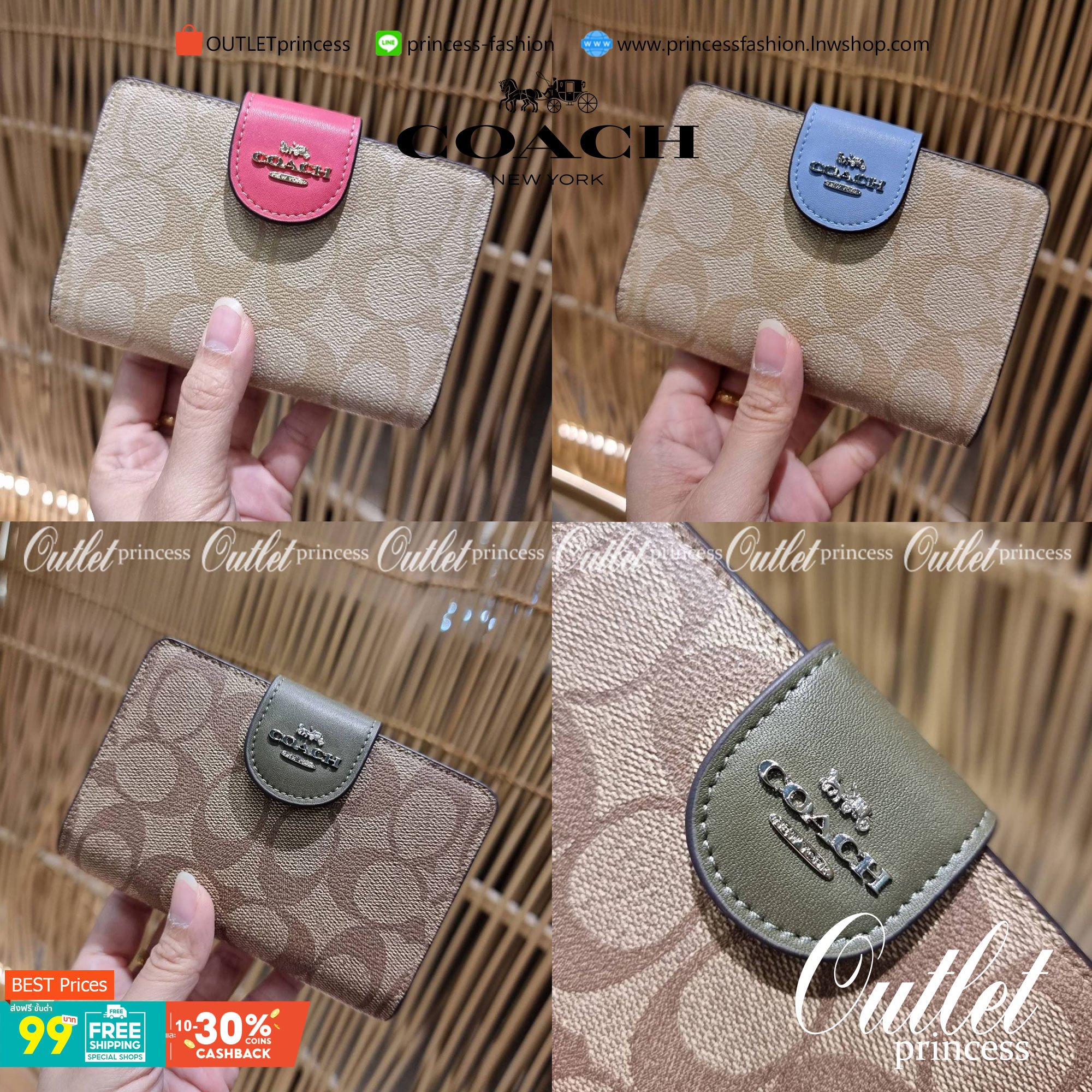 COACH C0082 MEDIUM CORNER ZIP WALLET IN SIGNATURE CANVAS ดีไซน์ใหม่ล่าสุด!! กระเป๋าสตางค์ใบกลาง 👛 ขนาดกำลังเหมาะมือ วัสดุหนังแคนวาสเคลือบลาย ดูแลรักษาง่าย มีช่องใส่บัตรและธนบัตรครบ และช่องซิปแยกไว้ใส่เหรียญ ครบเซ็ทแบบนี้เหมาะส่งต่อเป็นของขวัญที่สุ